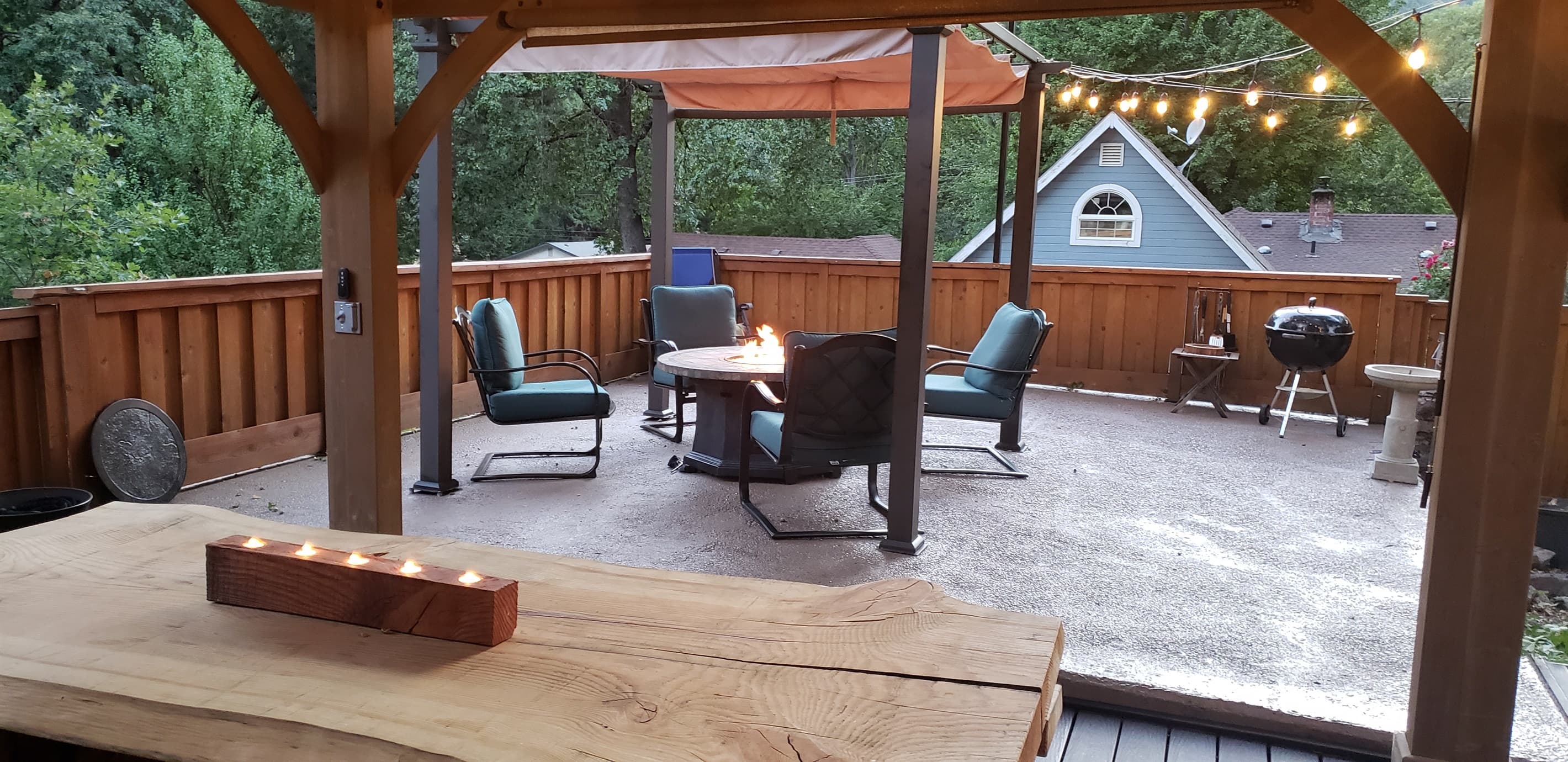 Out door seating and BBQ