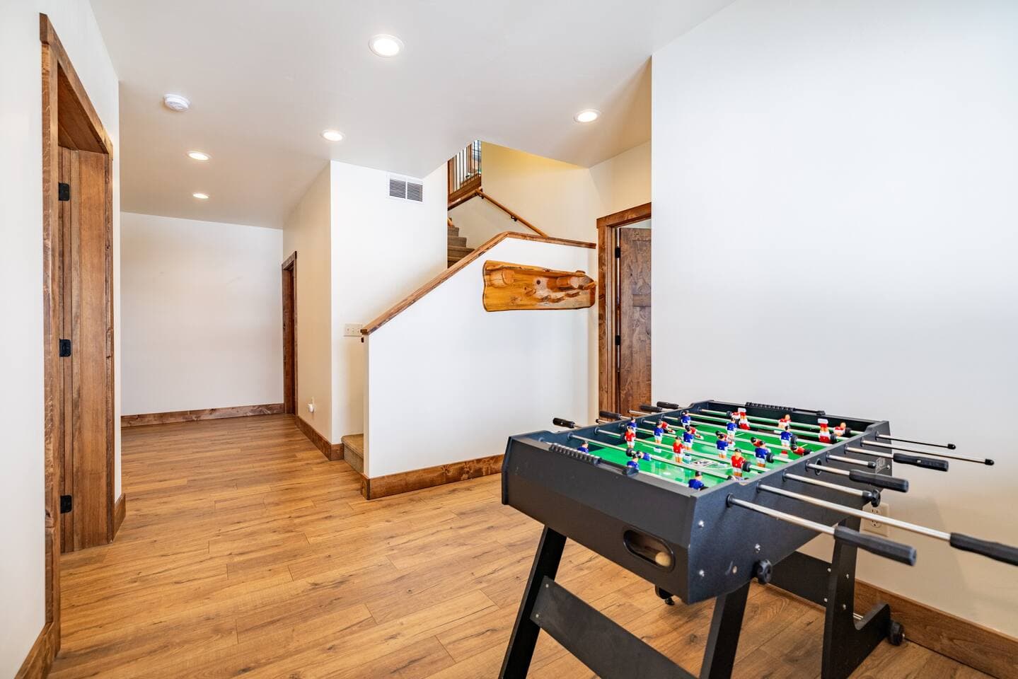 Head downstairs for some foosball!