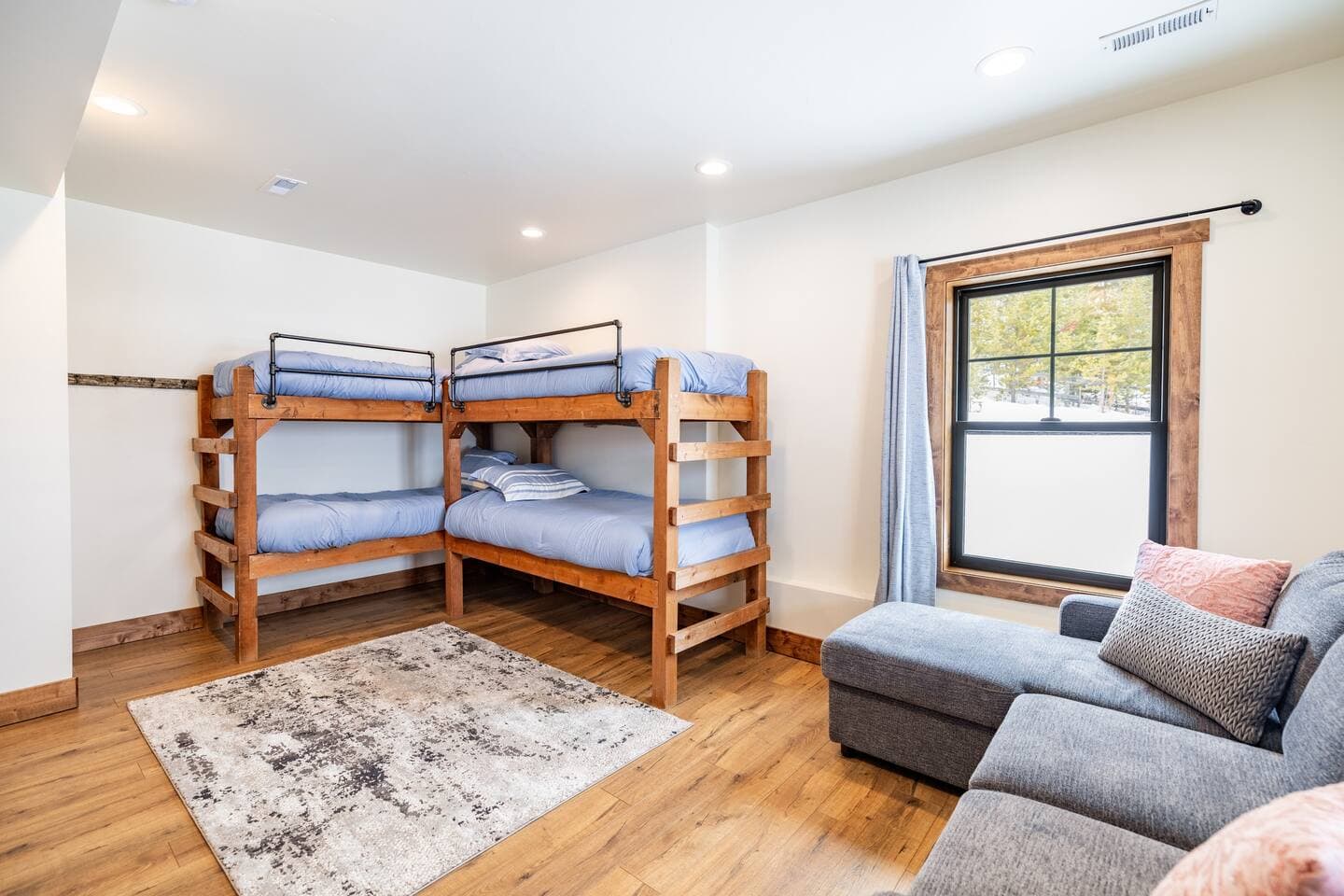 The bunk room has sleeping for 4, plus a couch for movie night with the kiddos
