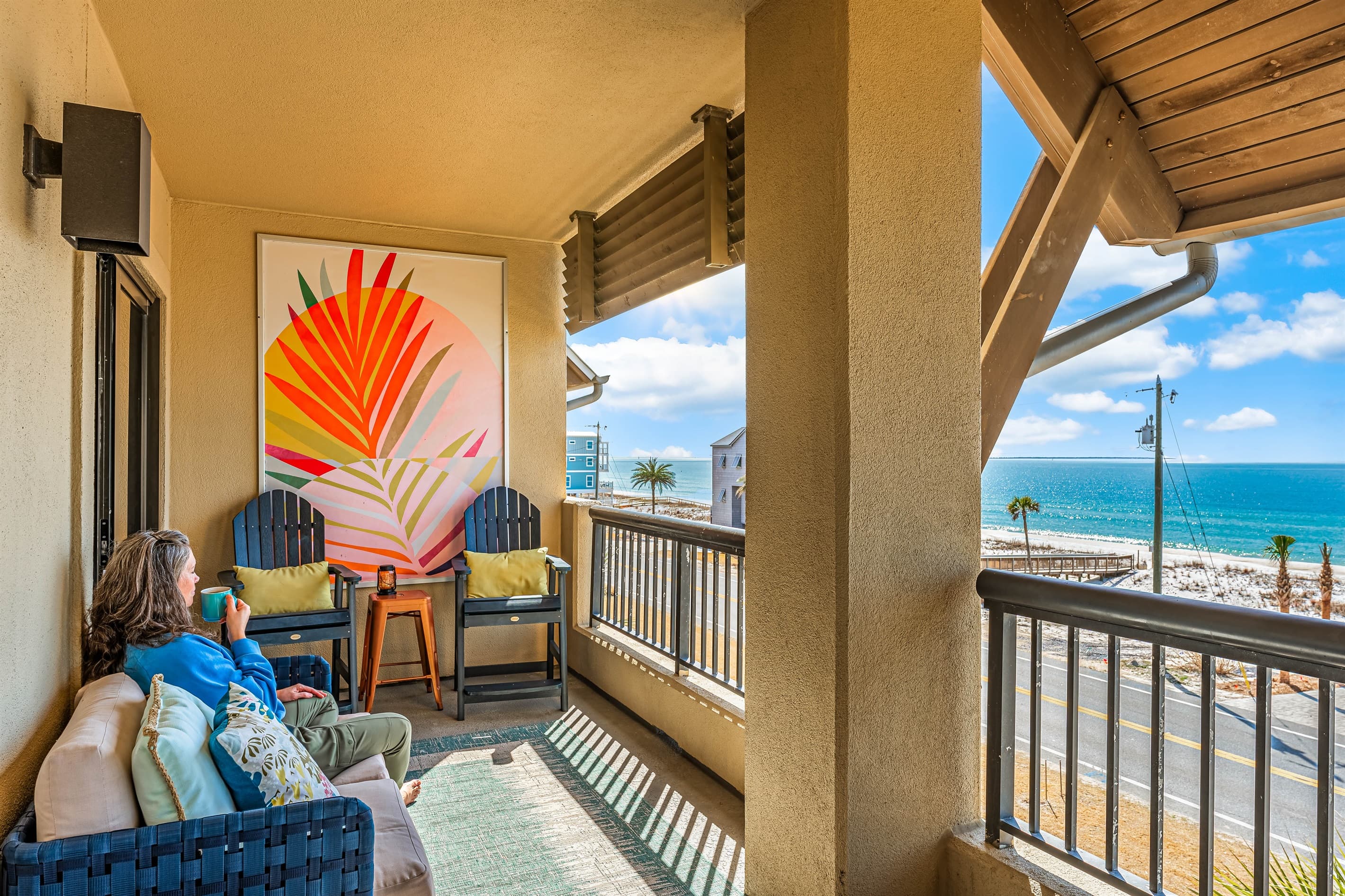 Tidelands has the best balcony! Cozy up and enjoy the panoramic Gulf view.