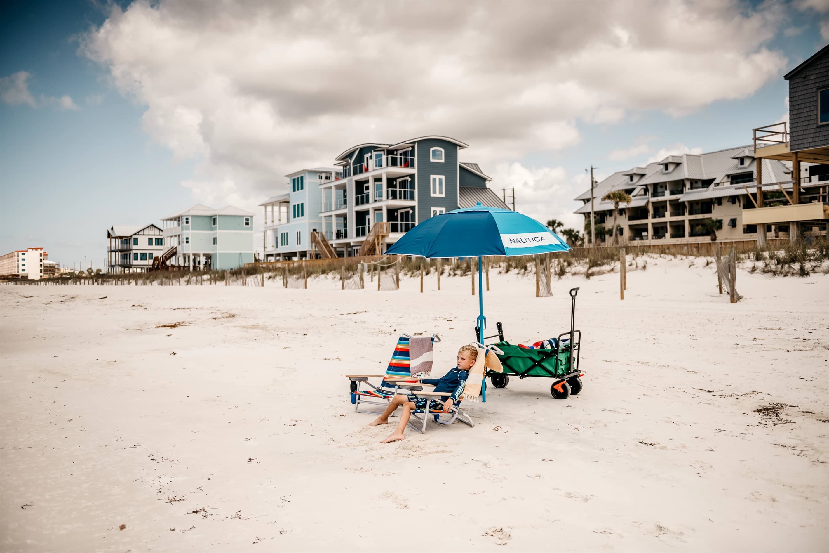 Beach Gear: sturdy wagon, beach chairs, 2 umbrellas, cooler, and Turkish beach towels