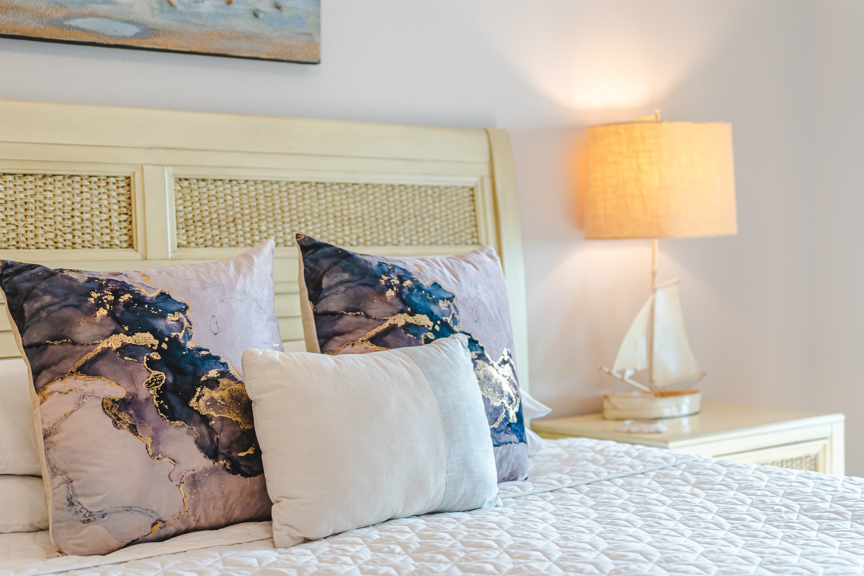 Primary bedroom with comfy king bed