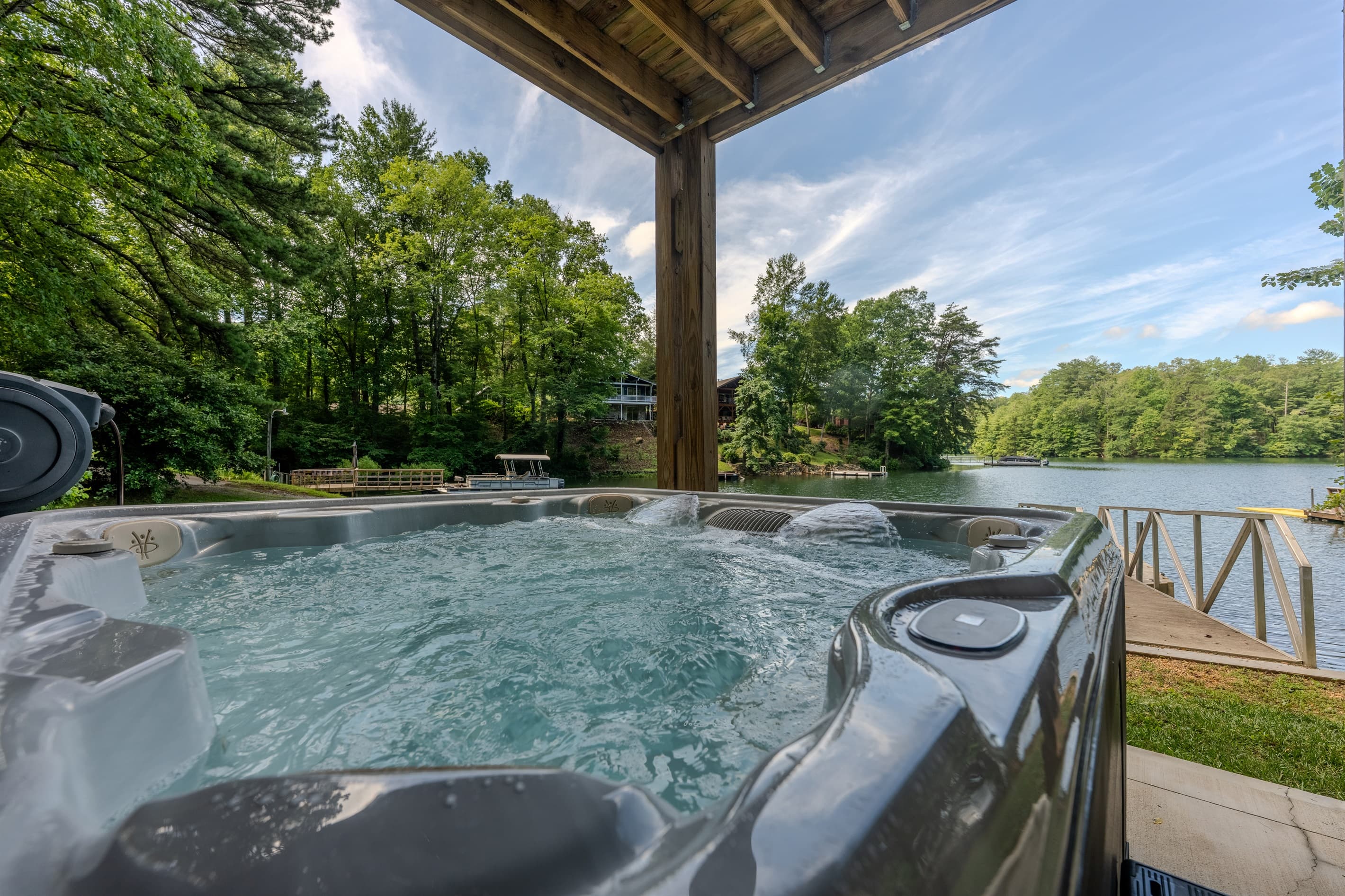 Hot tub with lake view