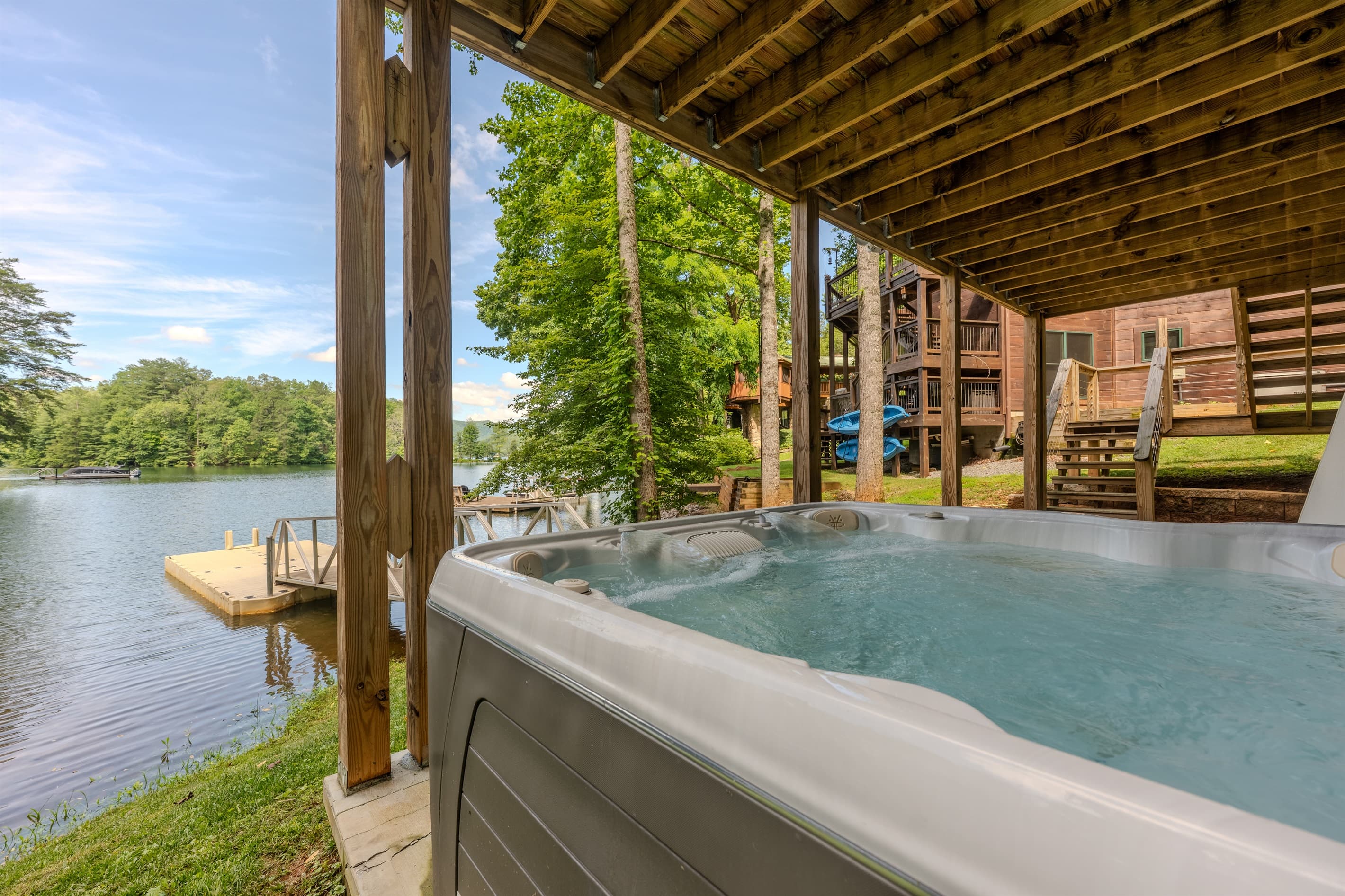 Hot tub with lake view