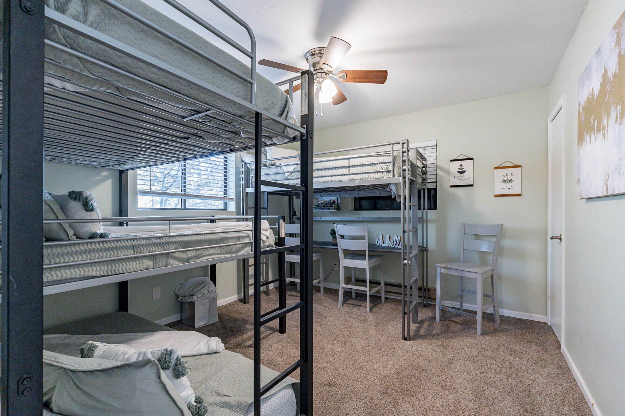 Bedroom 4 with a triple bunk bed and loft bed