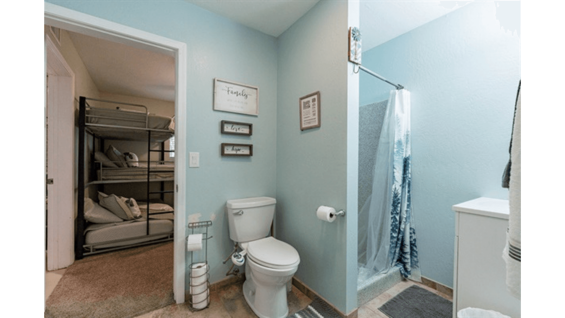 Jack n Jill bathroom with a walk in shower.
