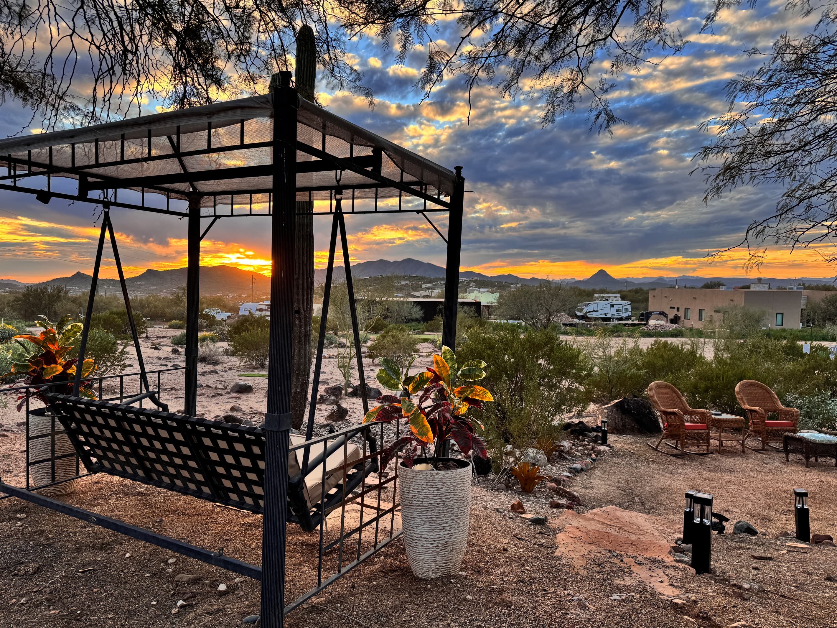 The Sunset Swing will be your go too spot at golden hour. A gentle swing, sipping something cold and just breathe...
