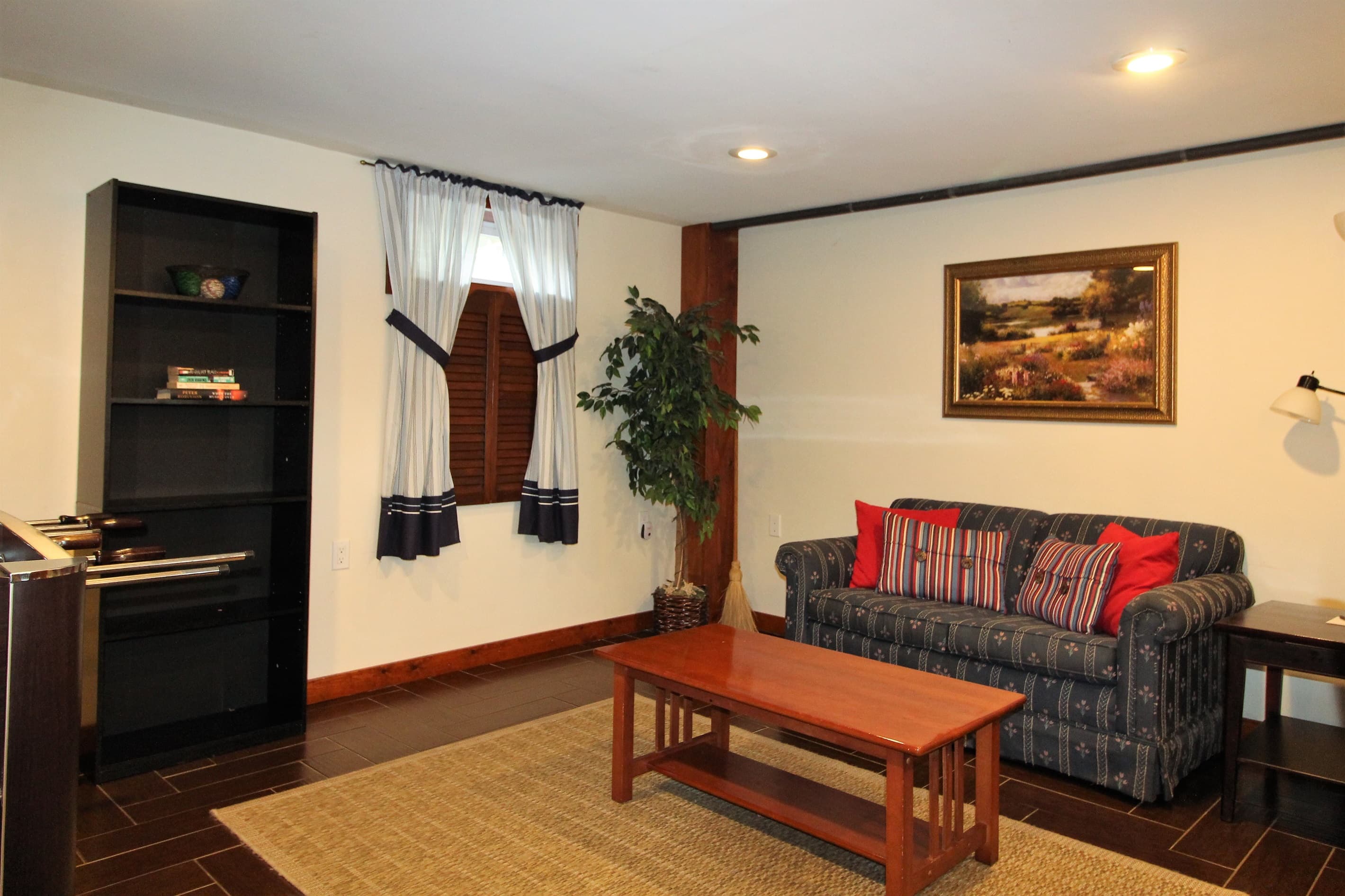 Lower living area with foosball table