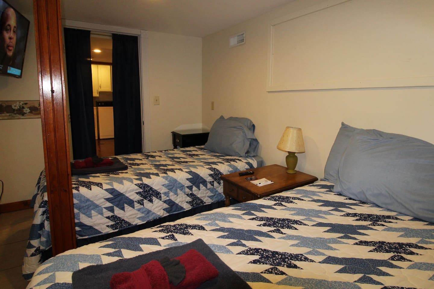 Bedroom #2 - two twins, part of the family suite.  Bedroom #2 is located off of bedroom #3/living area and summer kitchen on the lower level