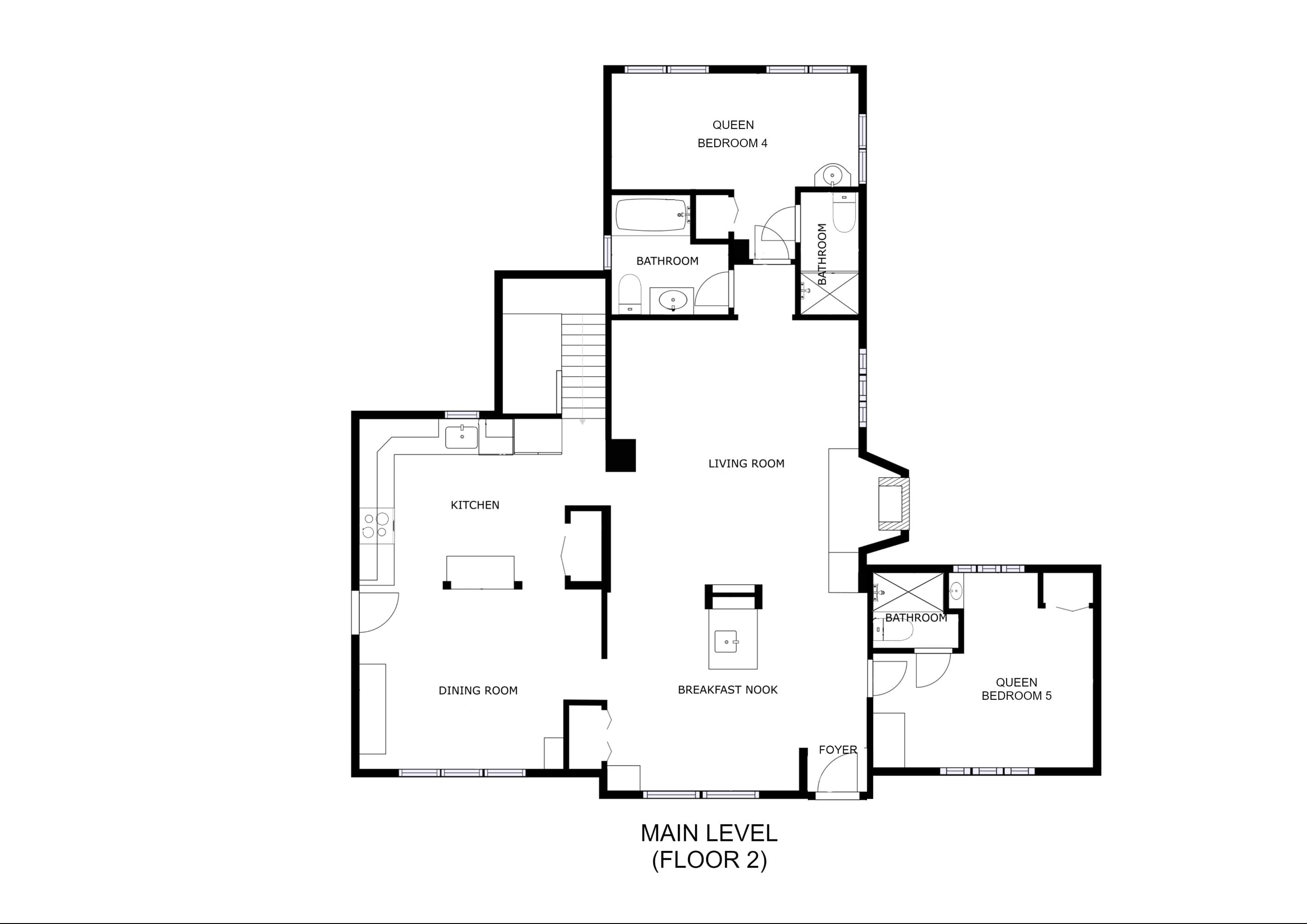"Captain's Lookout" floor plan - main level