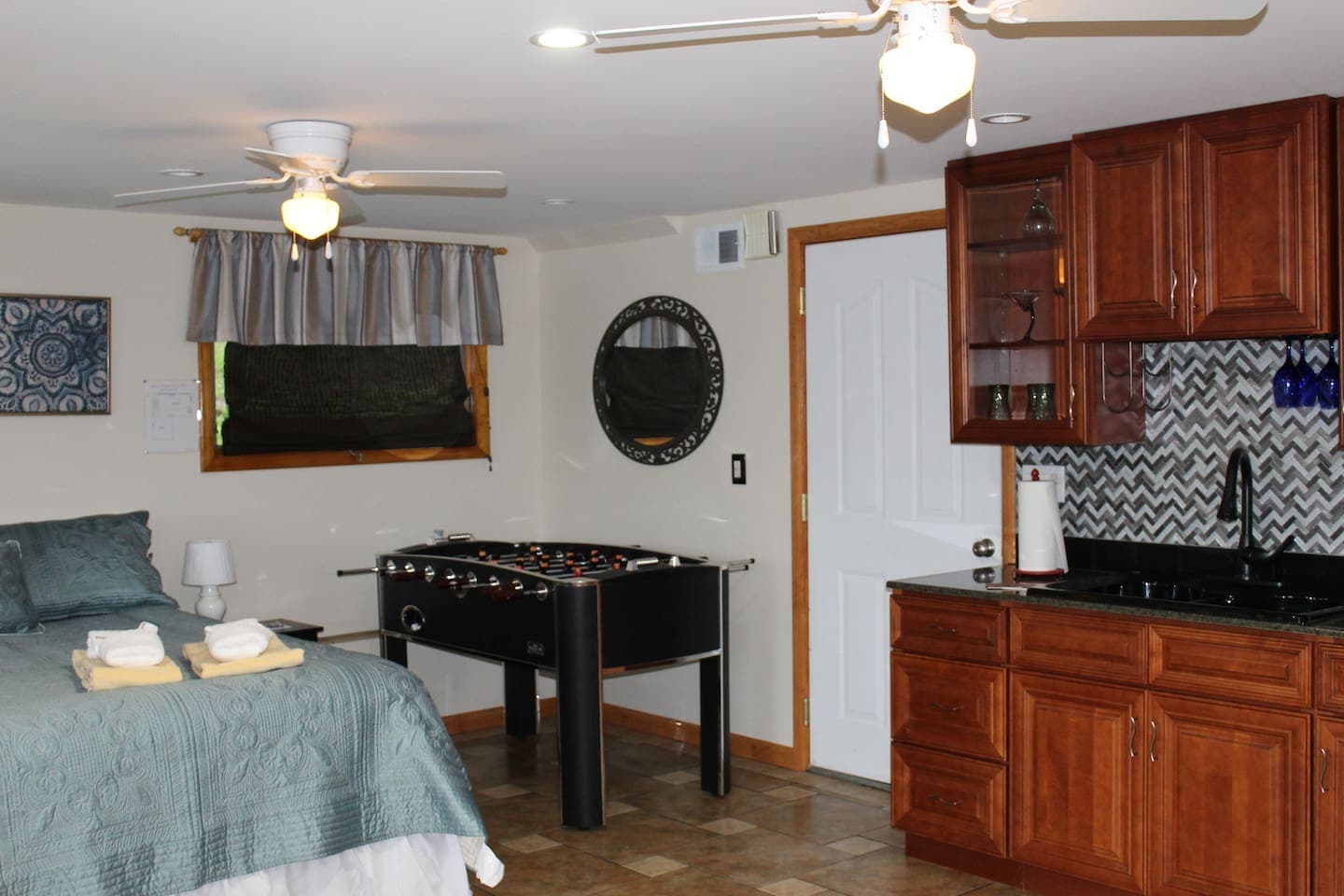 Foosball table is located in the lower level suite