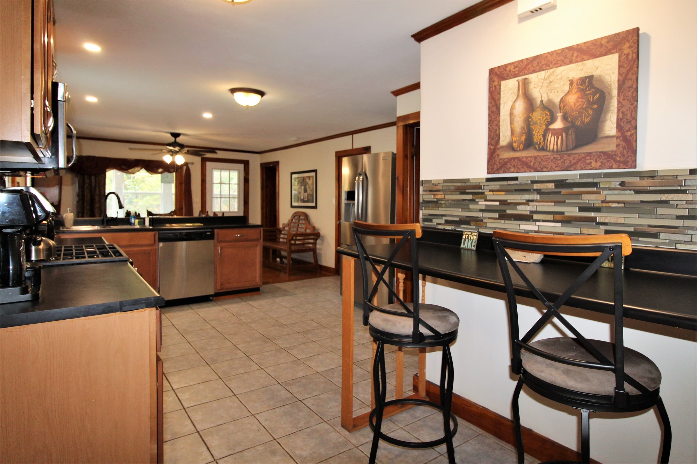 Breakfast bar in spacious kitchen