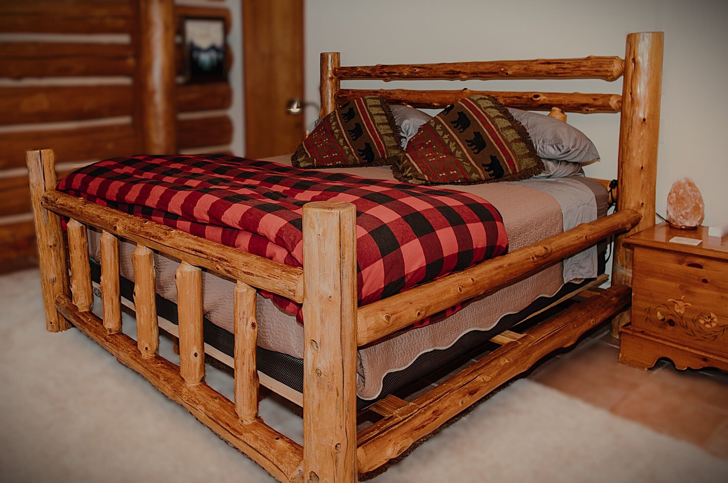 Master bedroom with king and twin bunk beds, second floor.