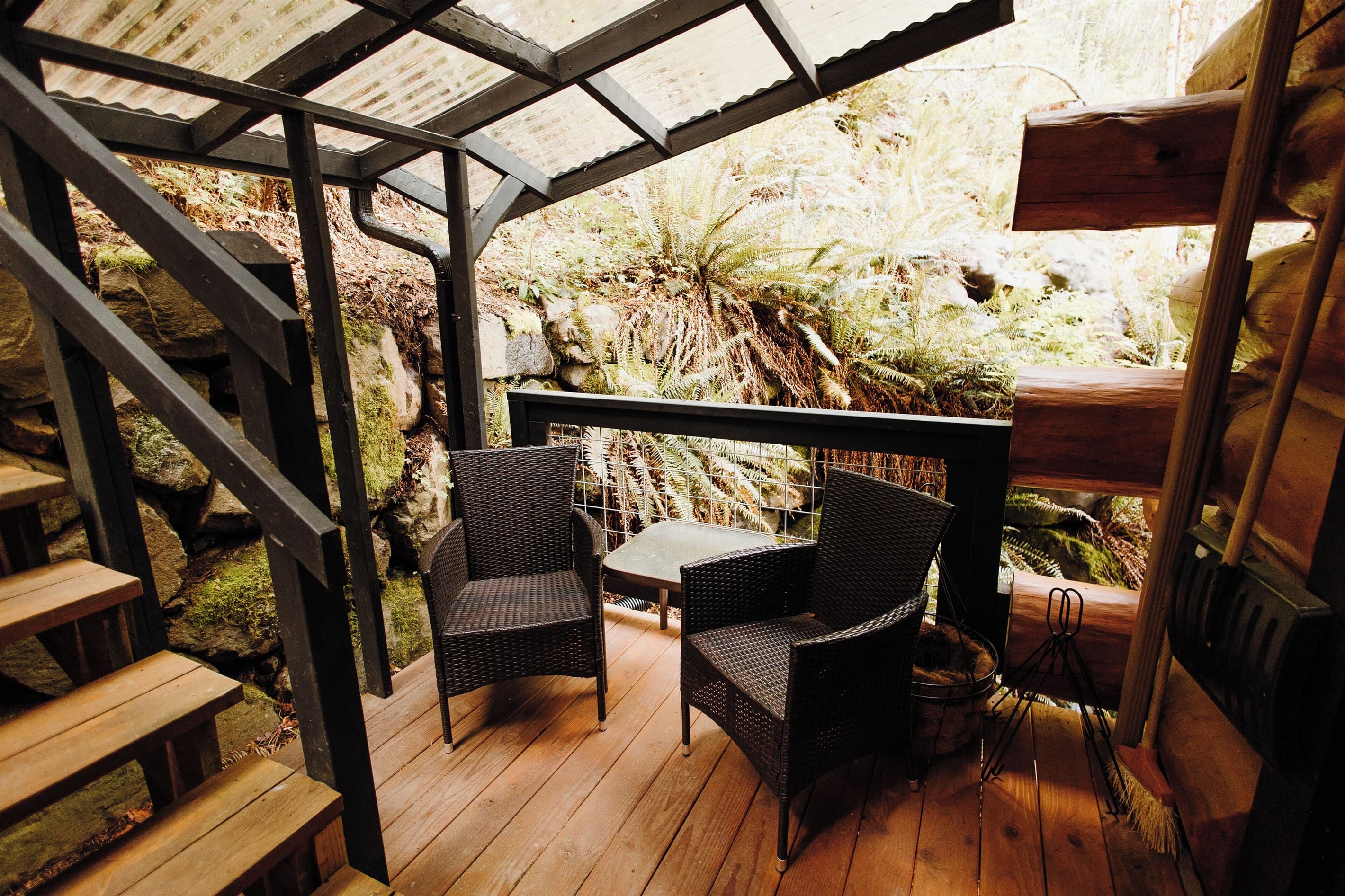 Back deck, hot tub access and private seating area.