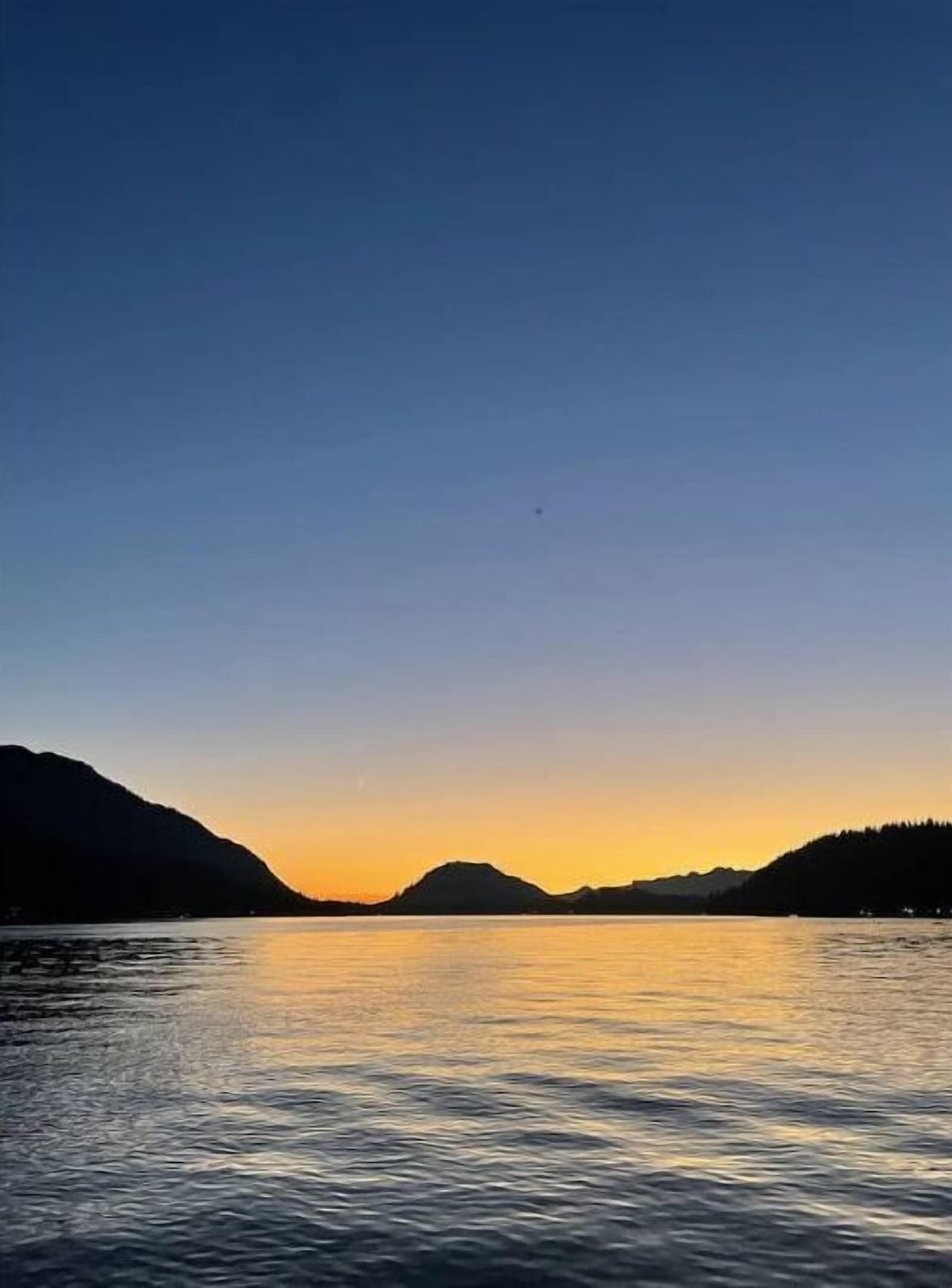 Sunset on the lake while boating.