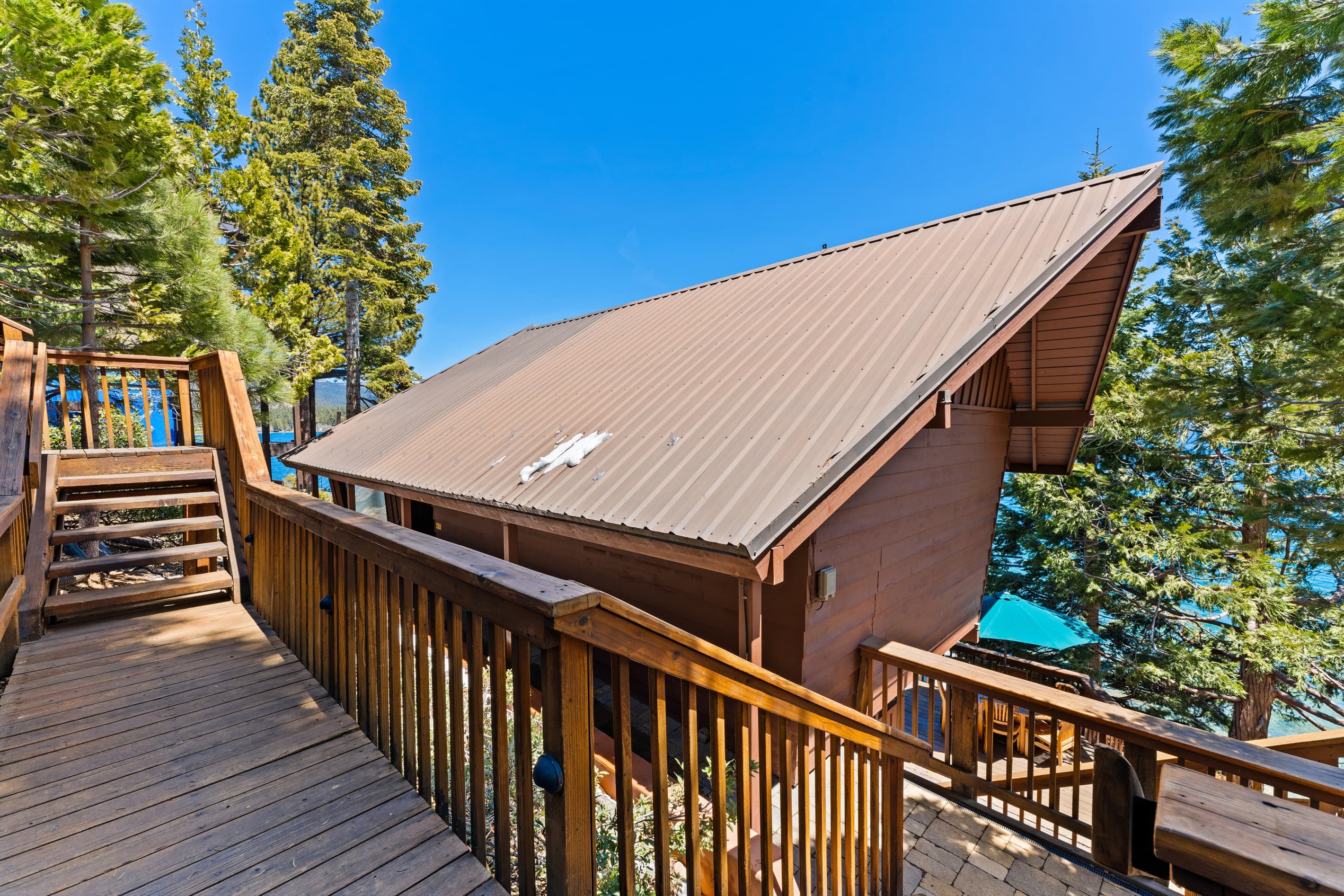 Stairs leading from the parking area to the home