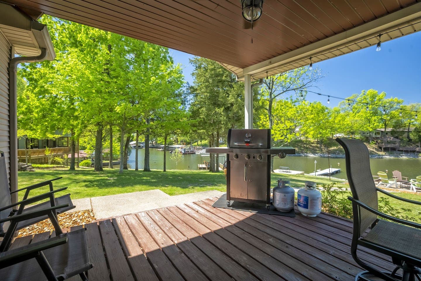 Porch fronting the relaxing lake