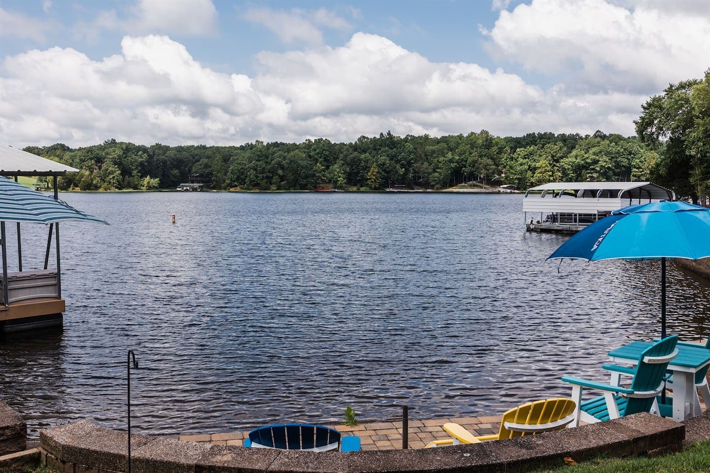 Lake view from the dock at the lake house.