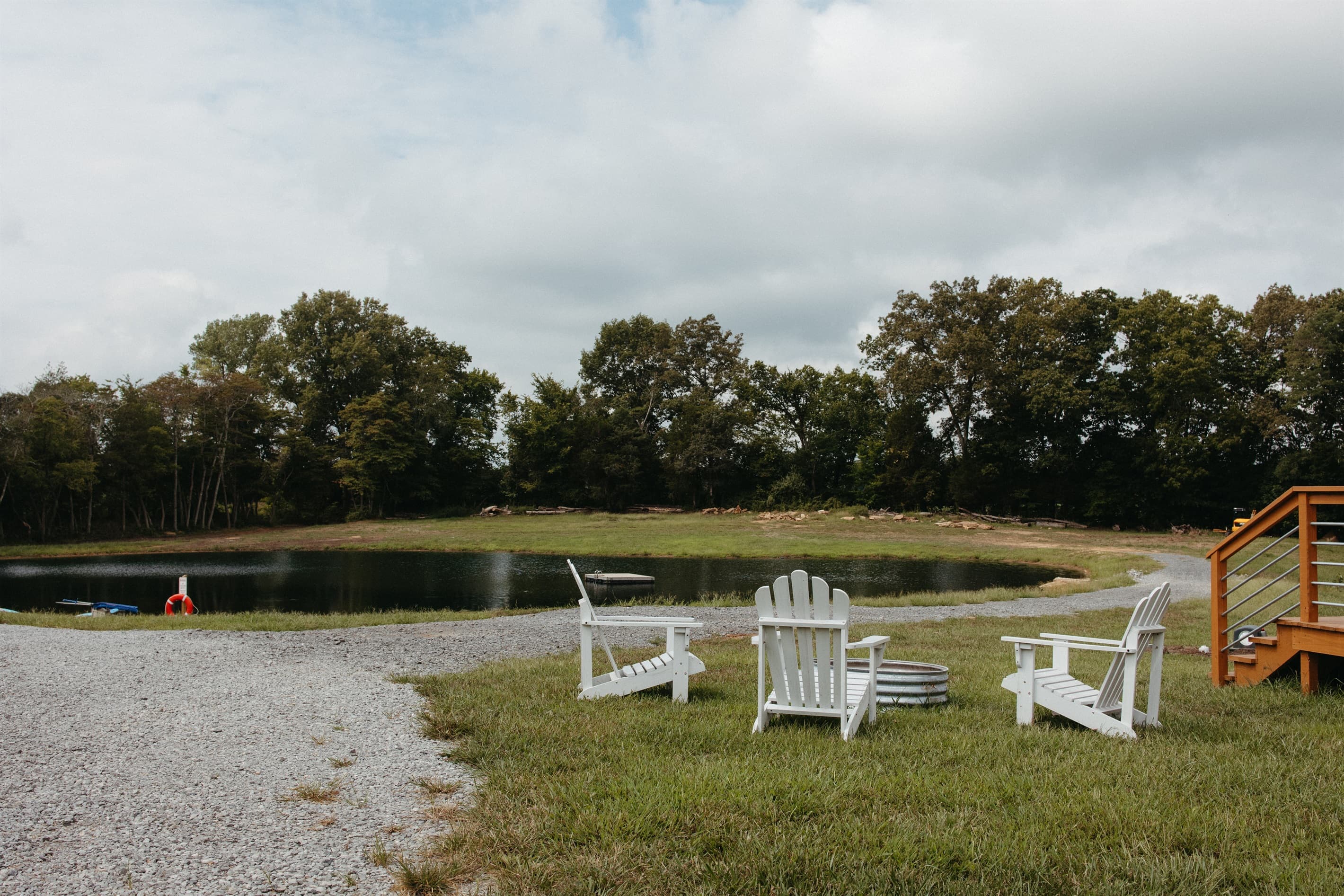 Pond view with seating