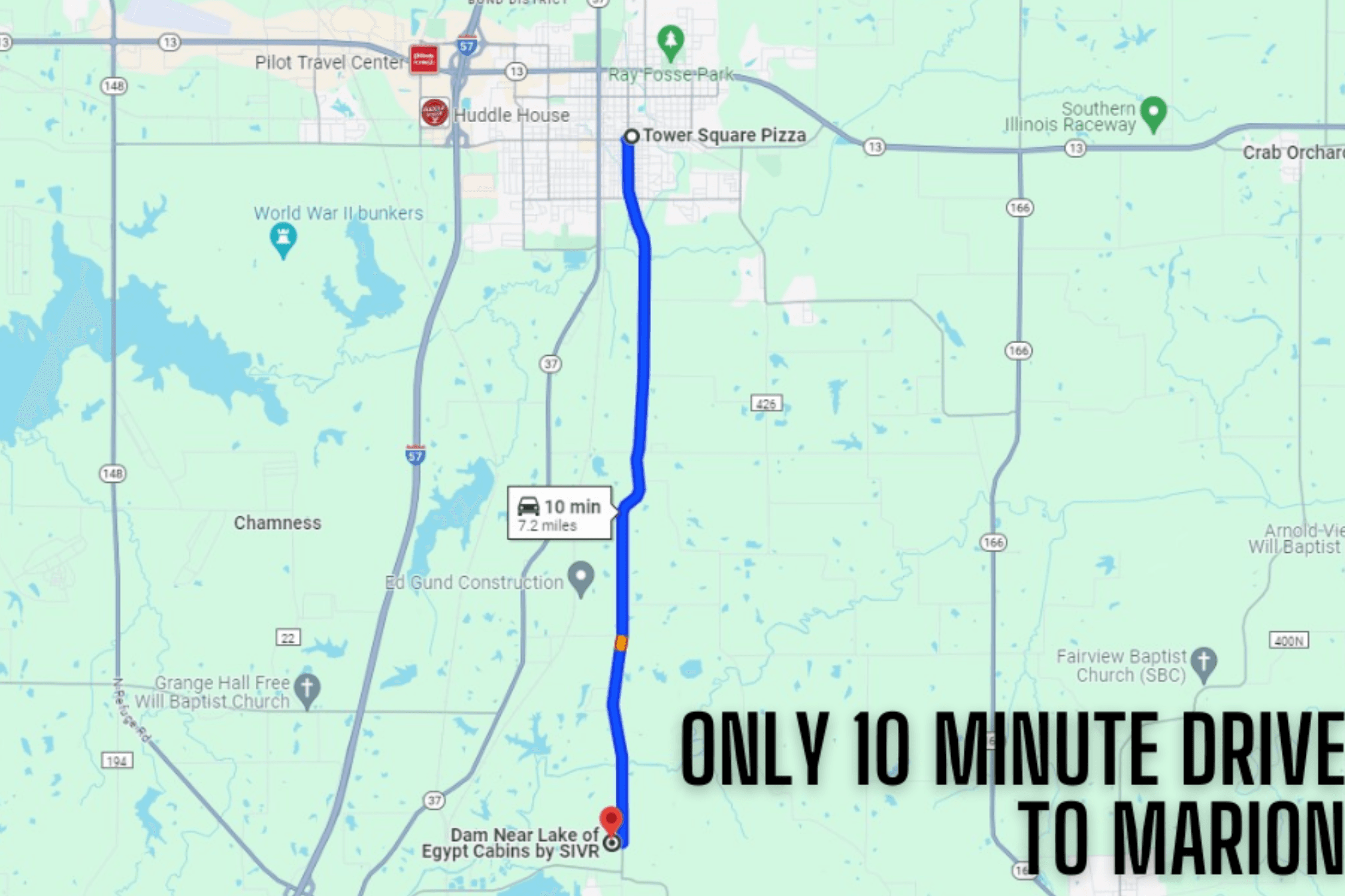 Short 10 minute drive to Marion