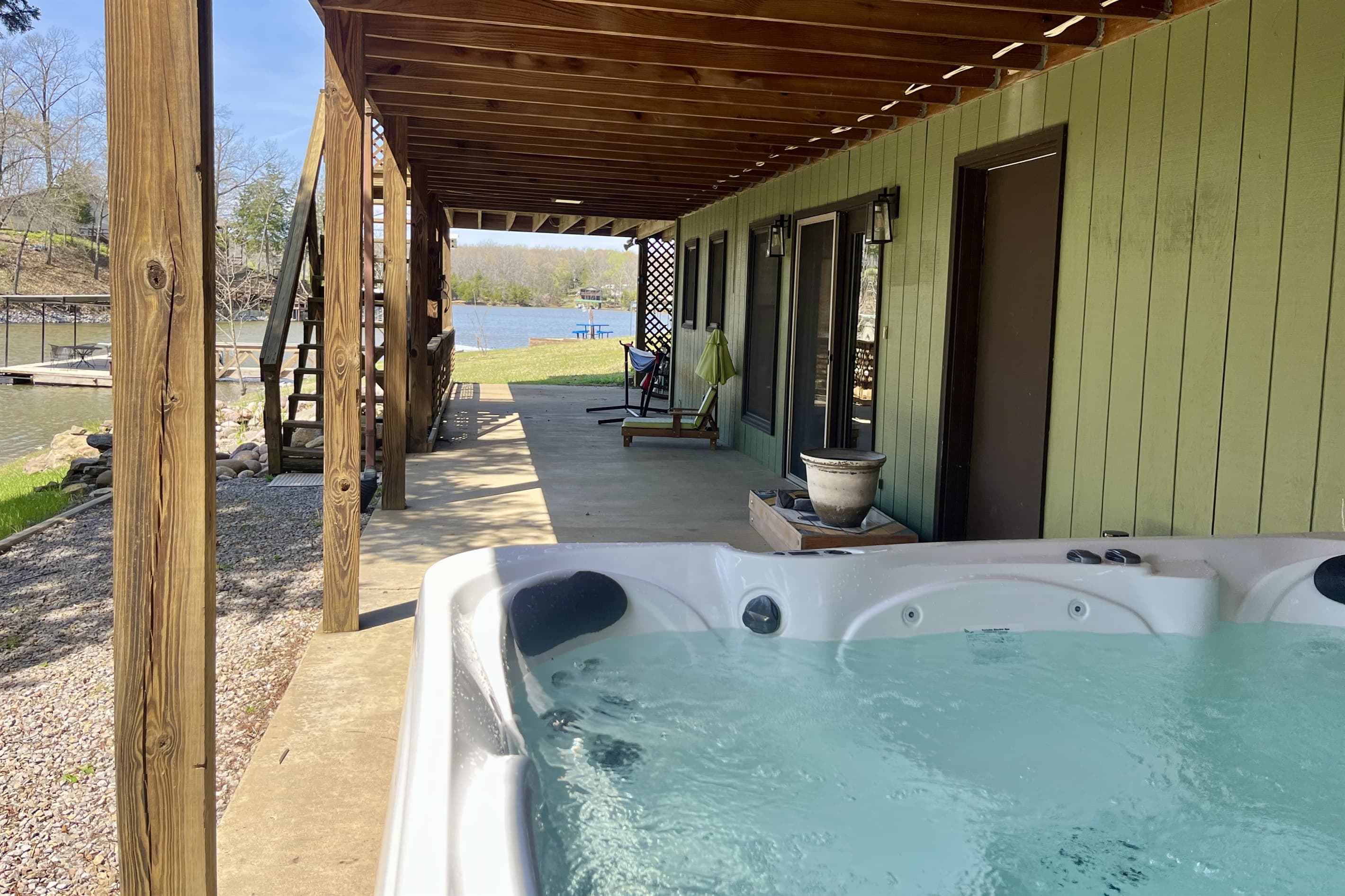 Watch the kids swim while you soak