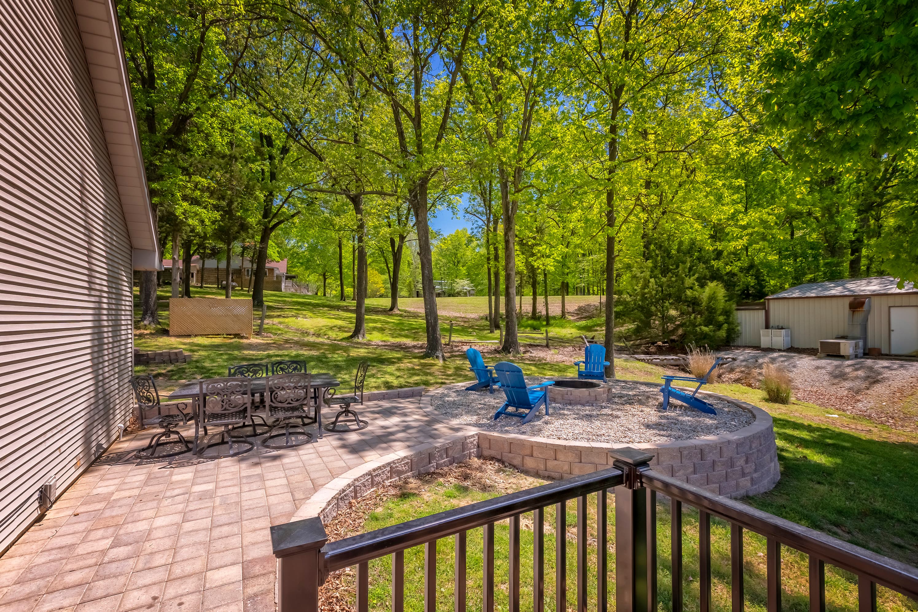 Ample outdoor seating with fire pit 