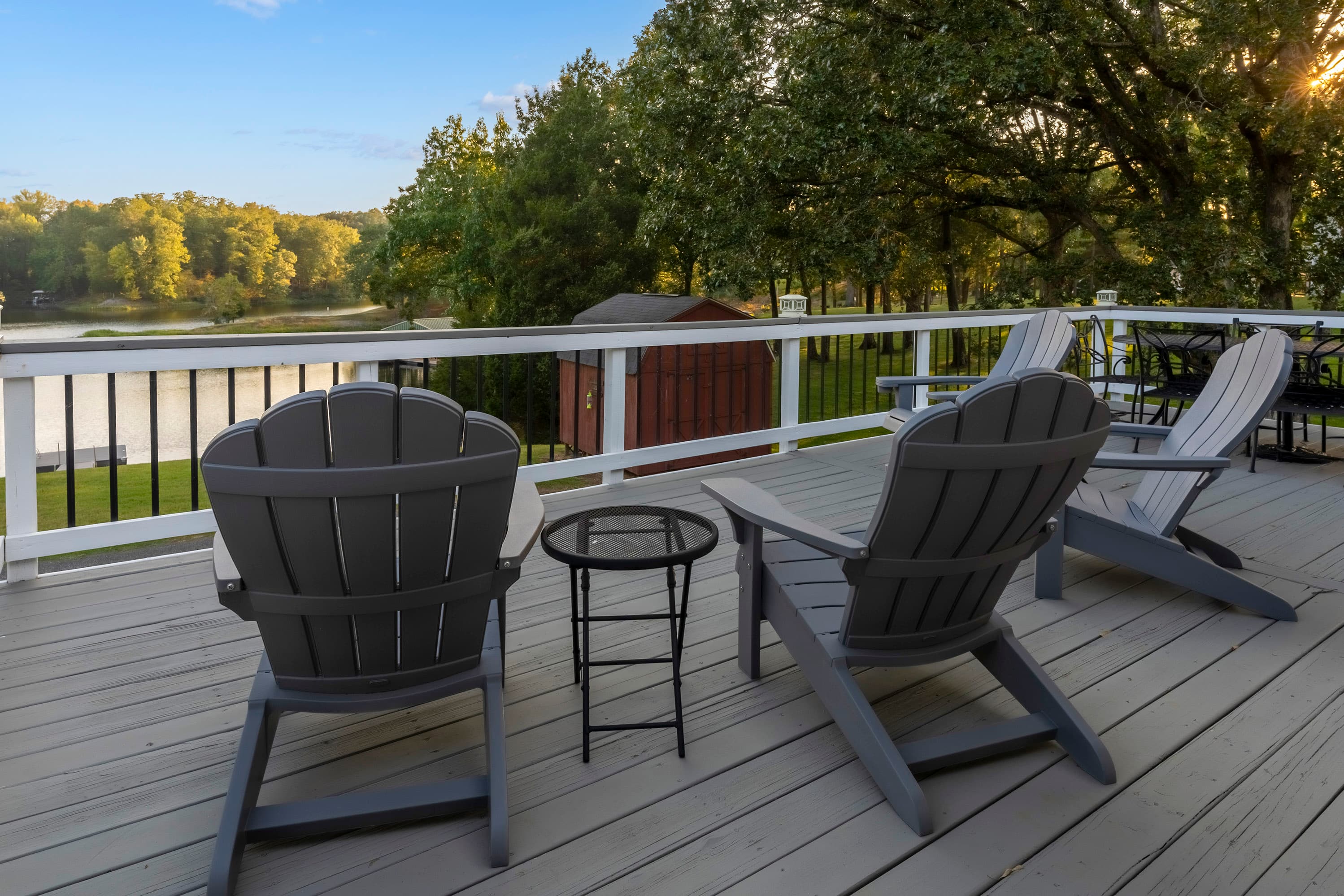 Spacious deck overlooking the water