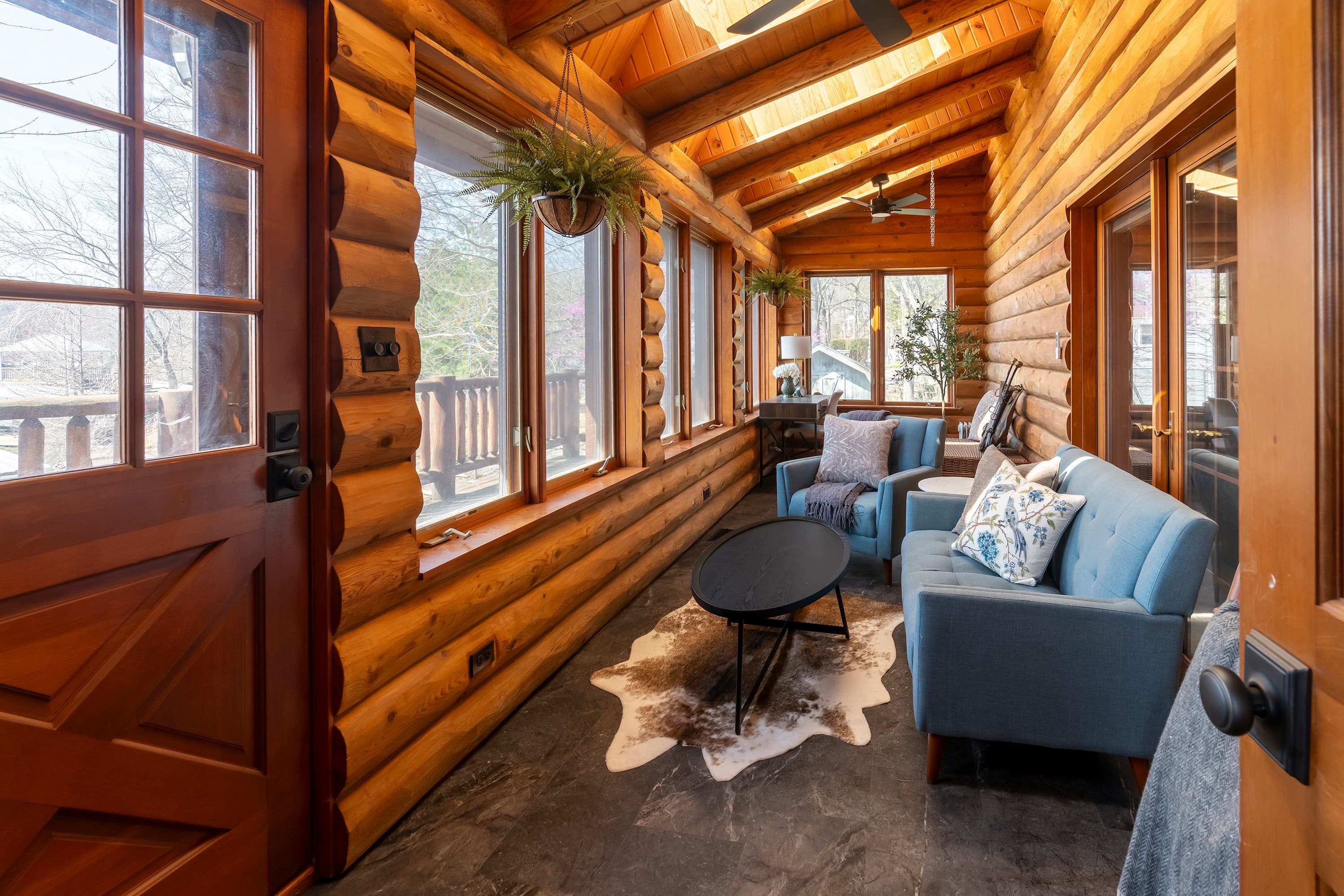 Sunroom overlooks lake
