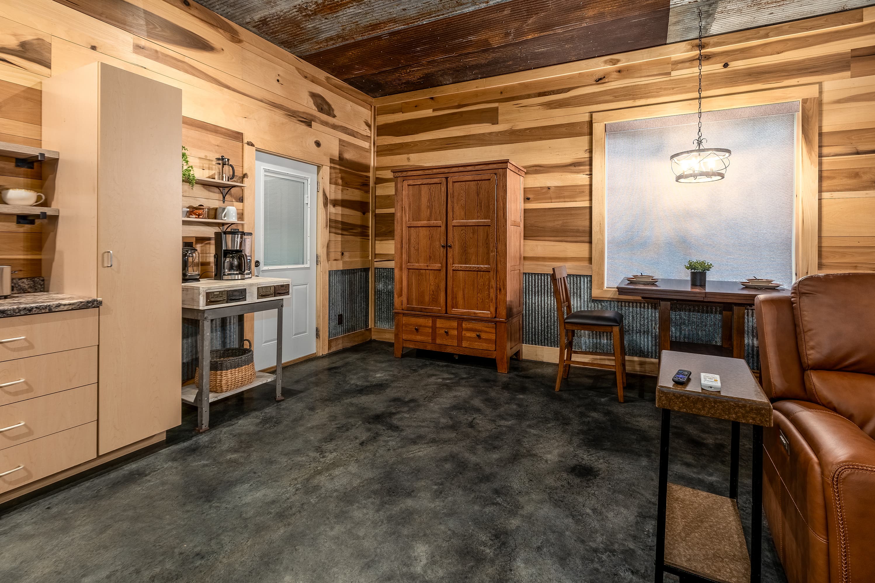 Kitchen and dining opens to covered porch