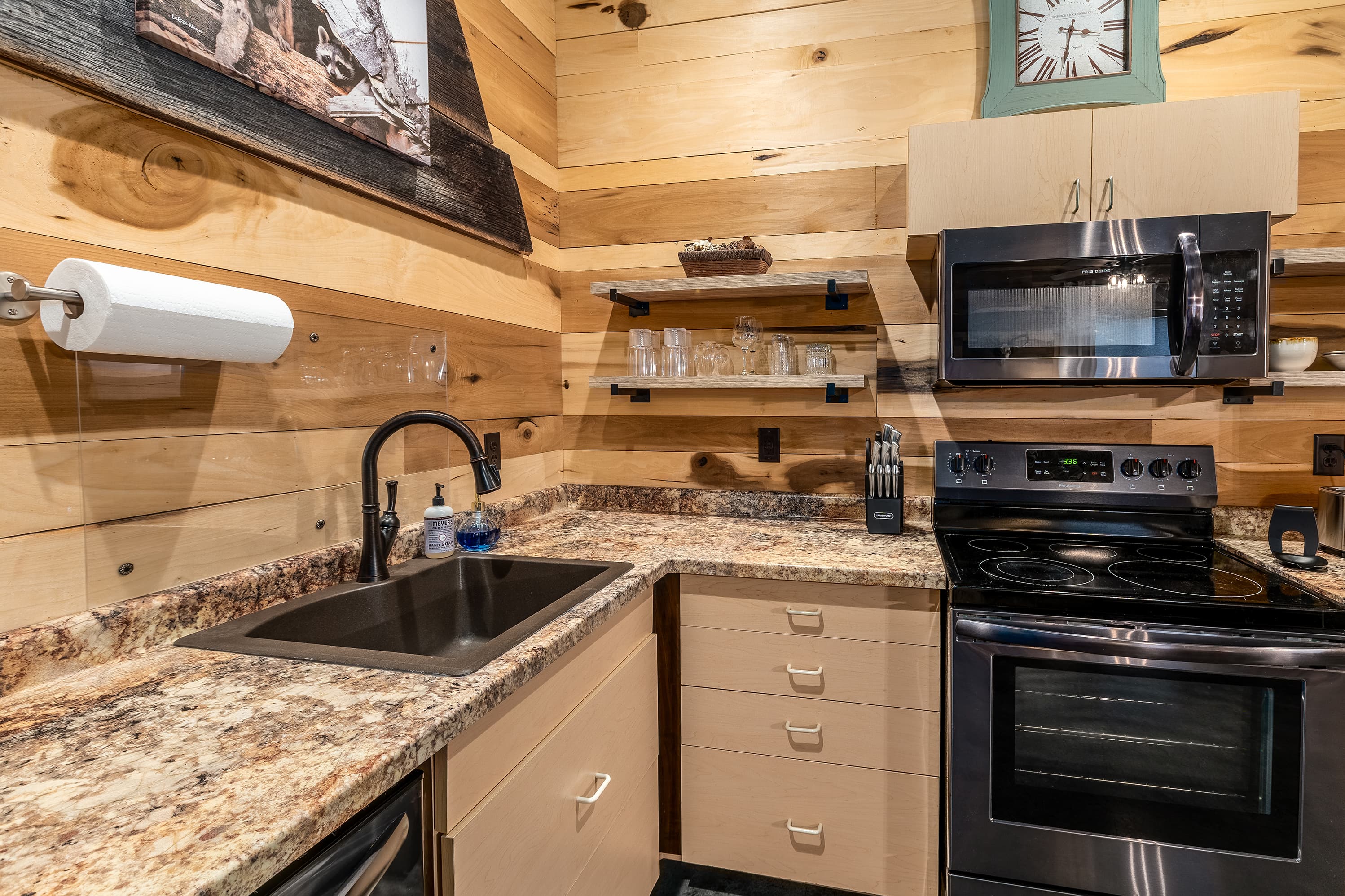 Dishwasher, stove, microwave