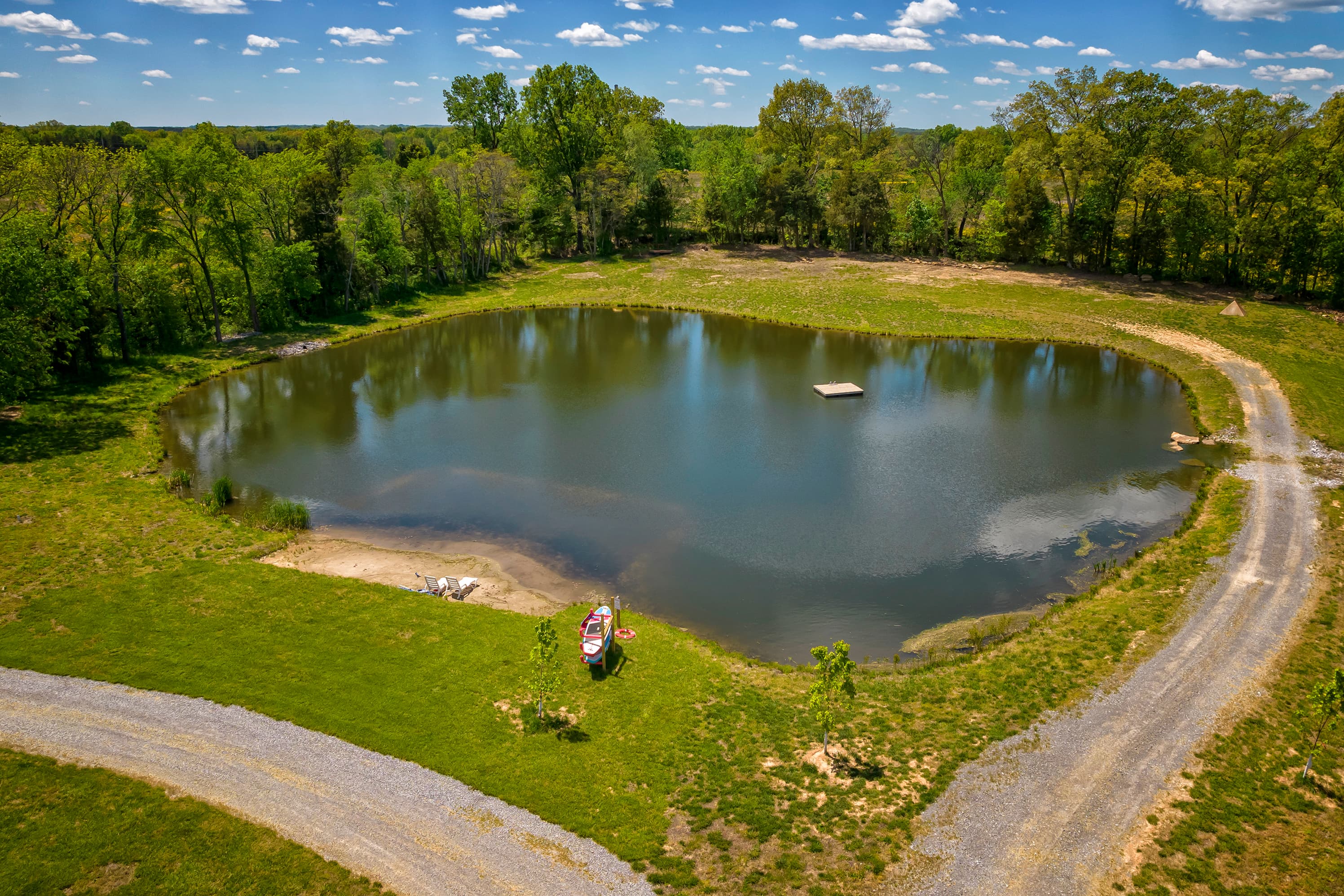 Aerial view of the pond