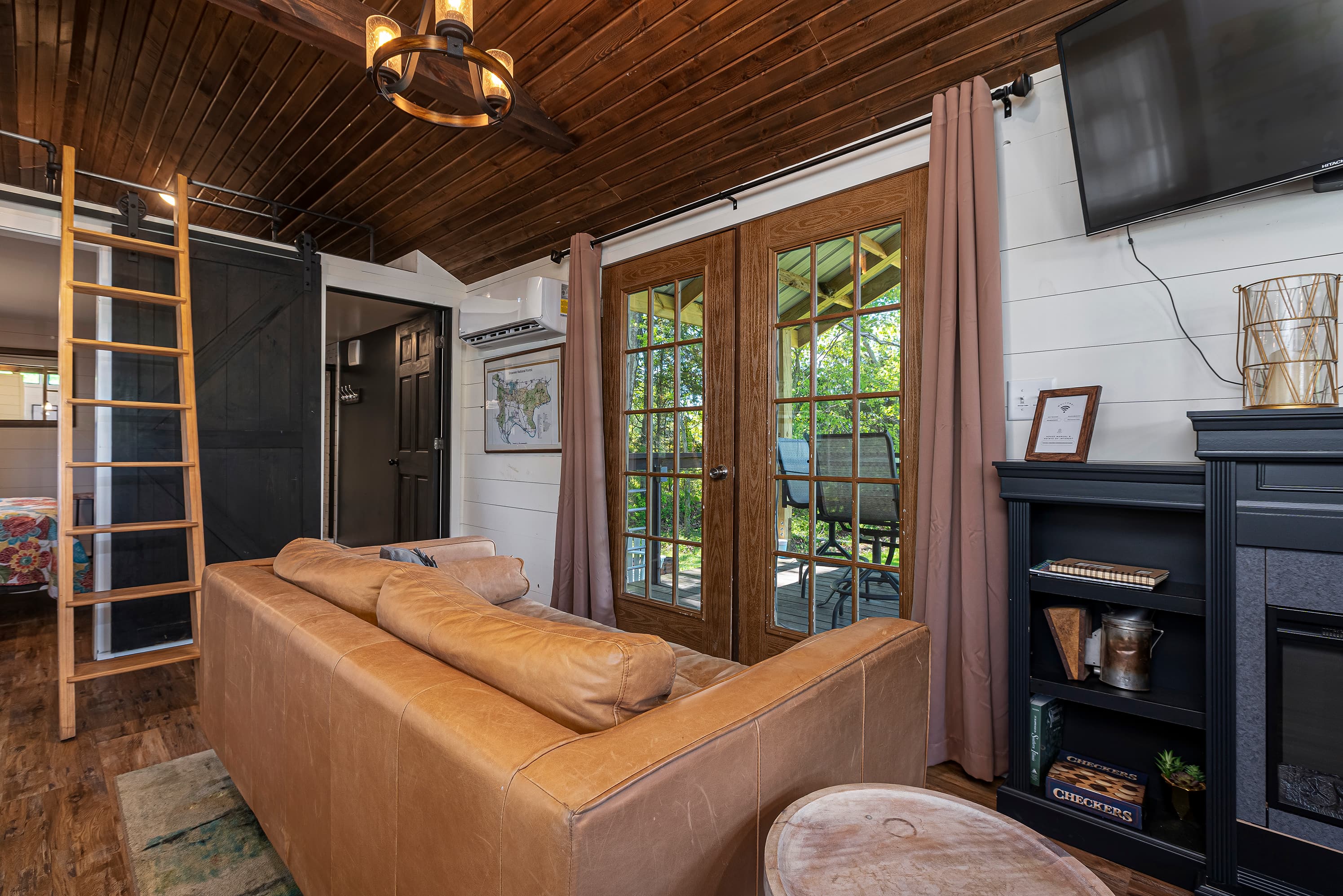 Living area with patio walkout 