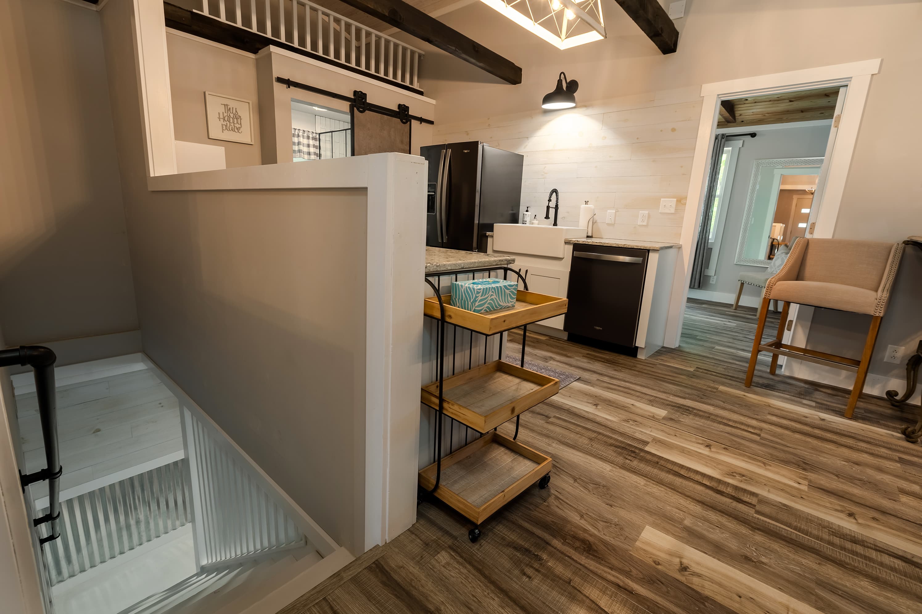 Stairs to the lower level off the kitchen 