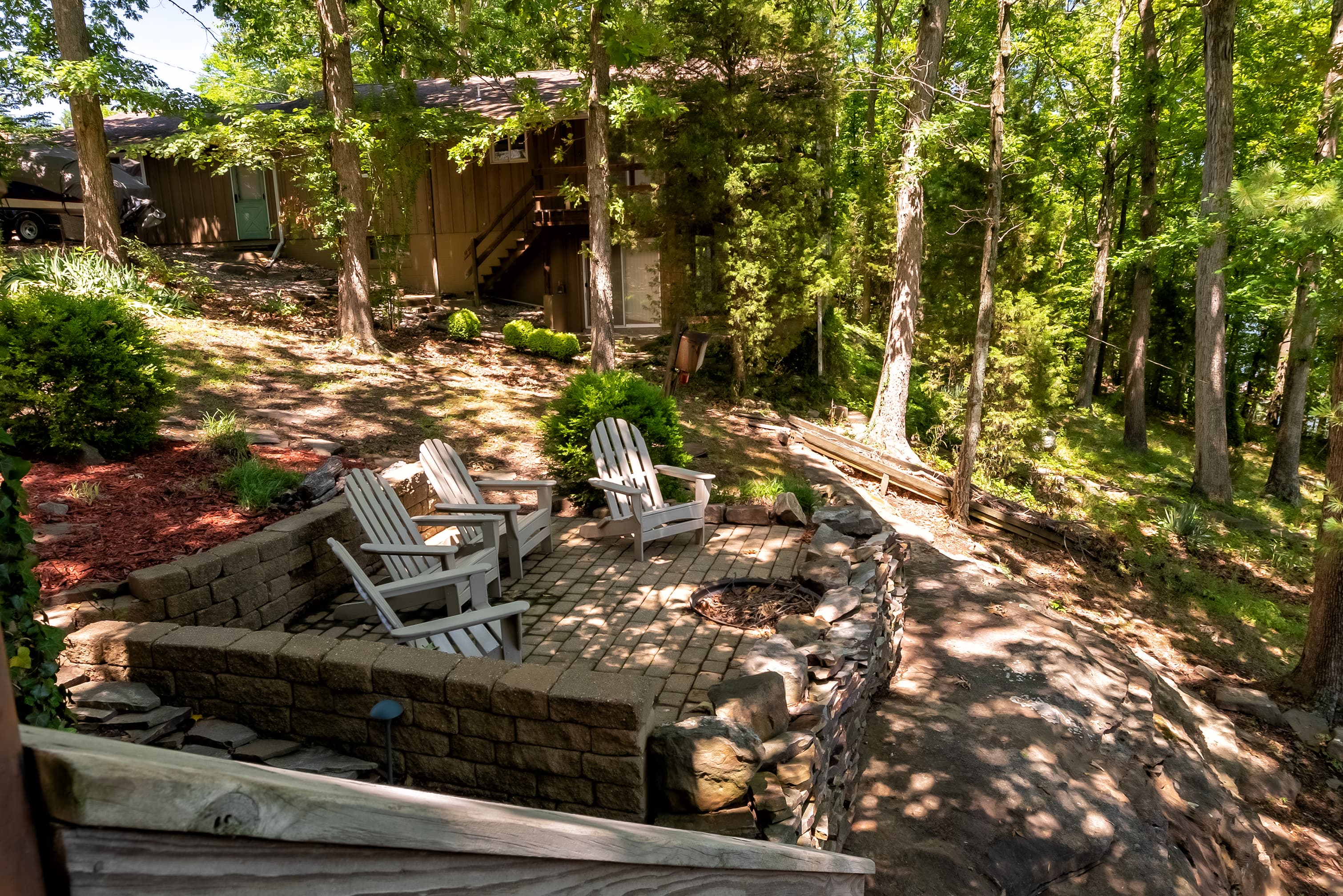 Adirondack seating by the fire pit