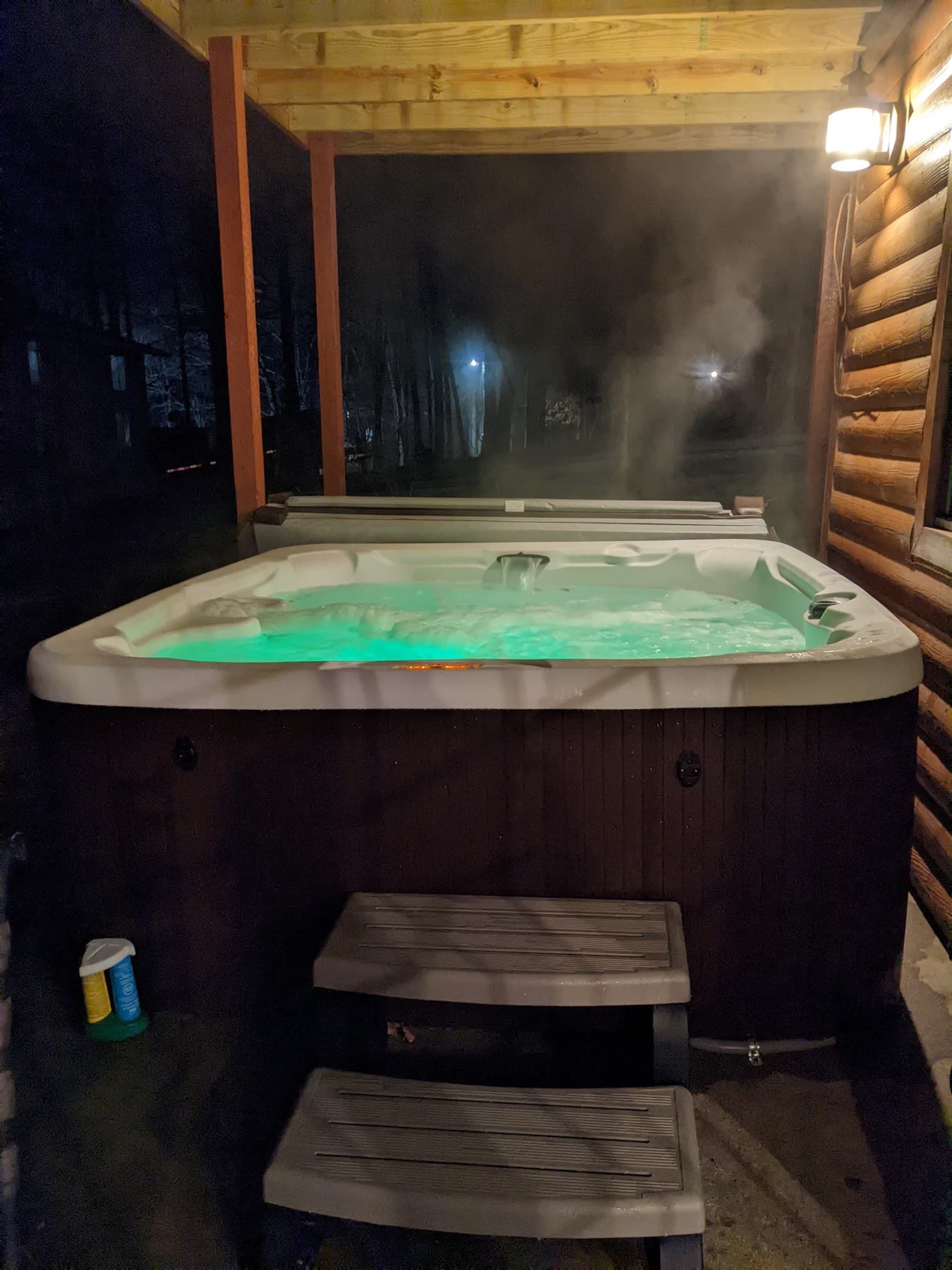 Cafe lights & sconces for the hot tub