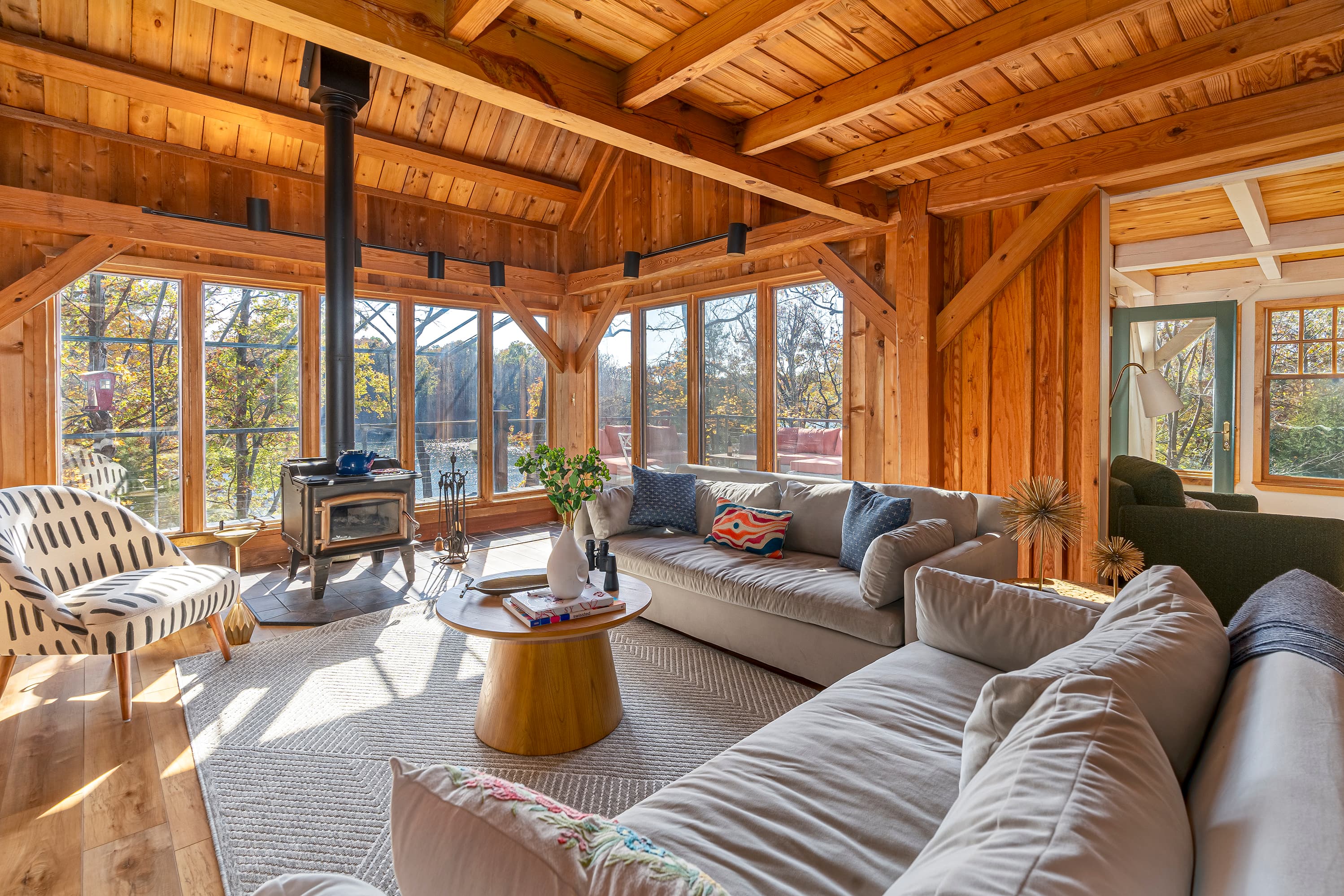 Large living room looking over the lake