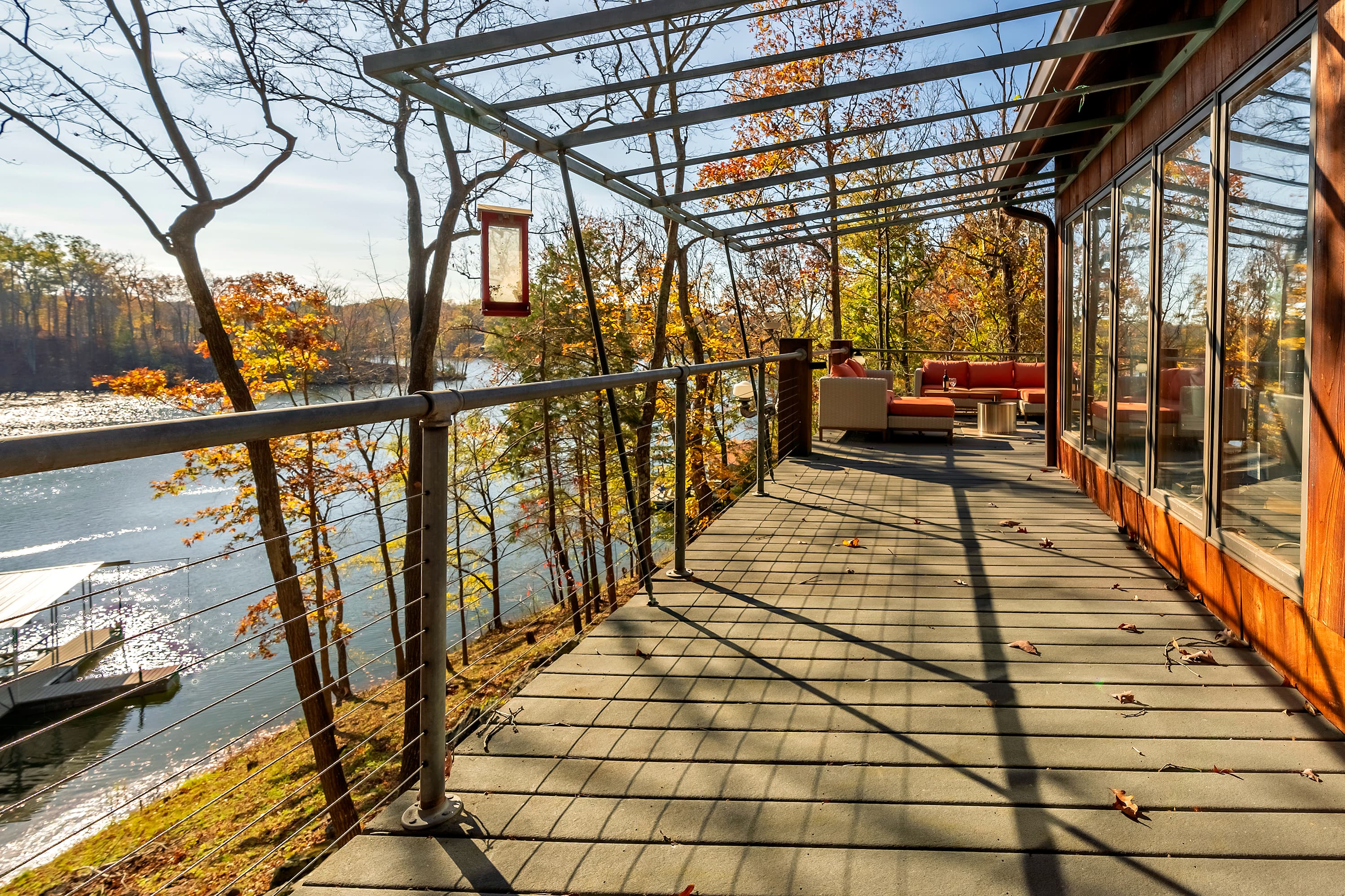 Upper level deck wraps around house