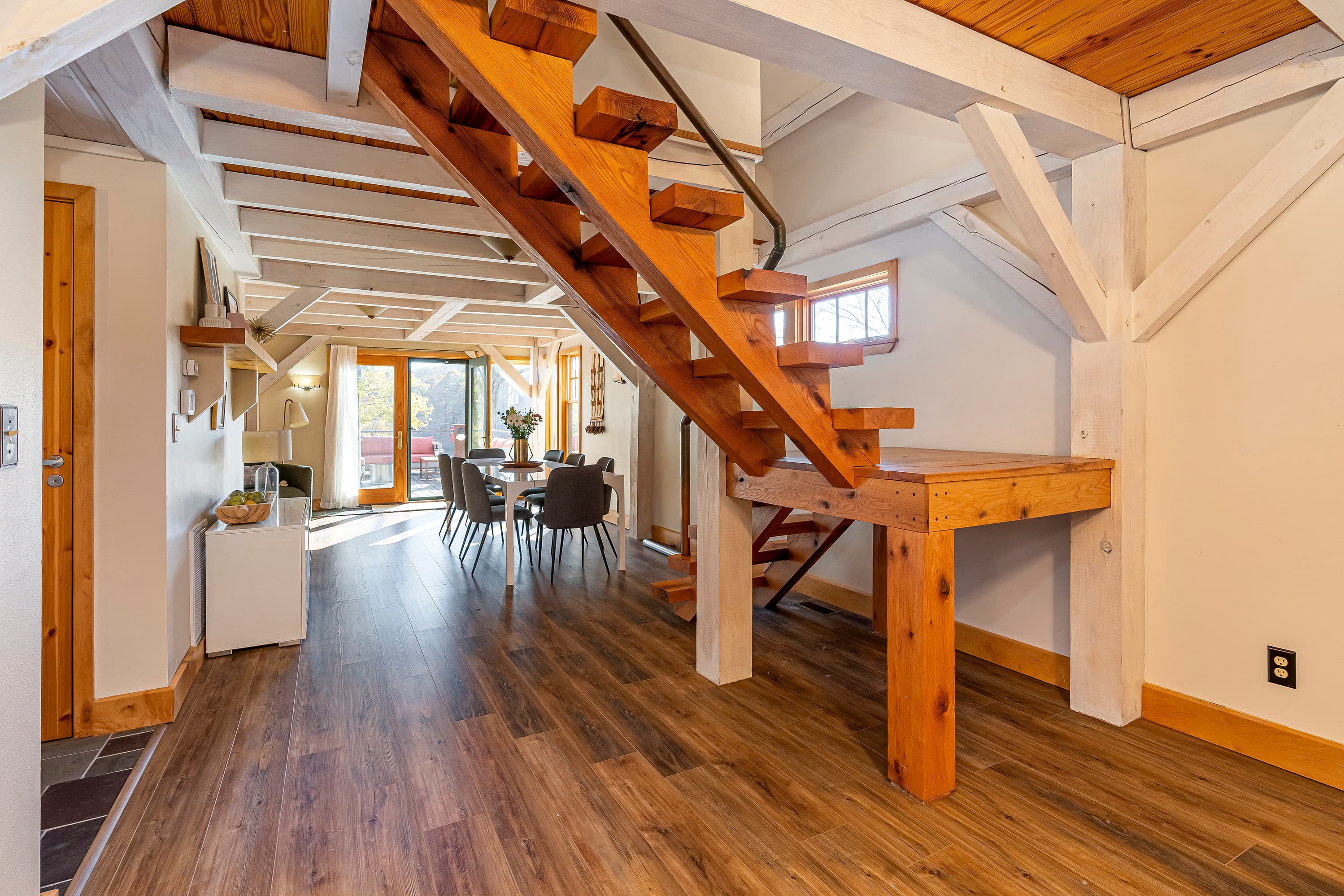One of 2 staircases to upper level
