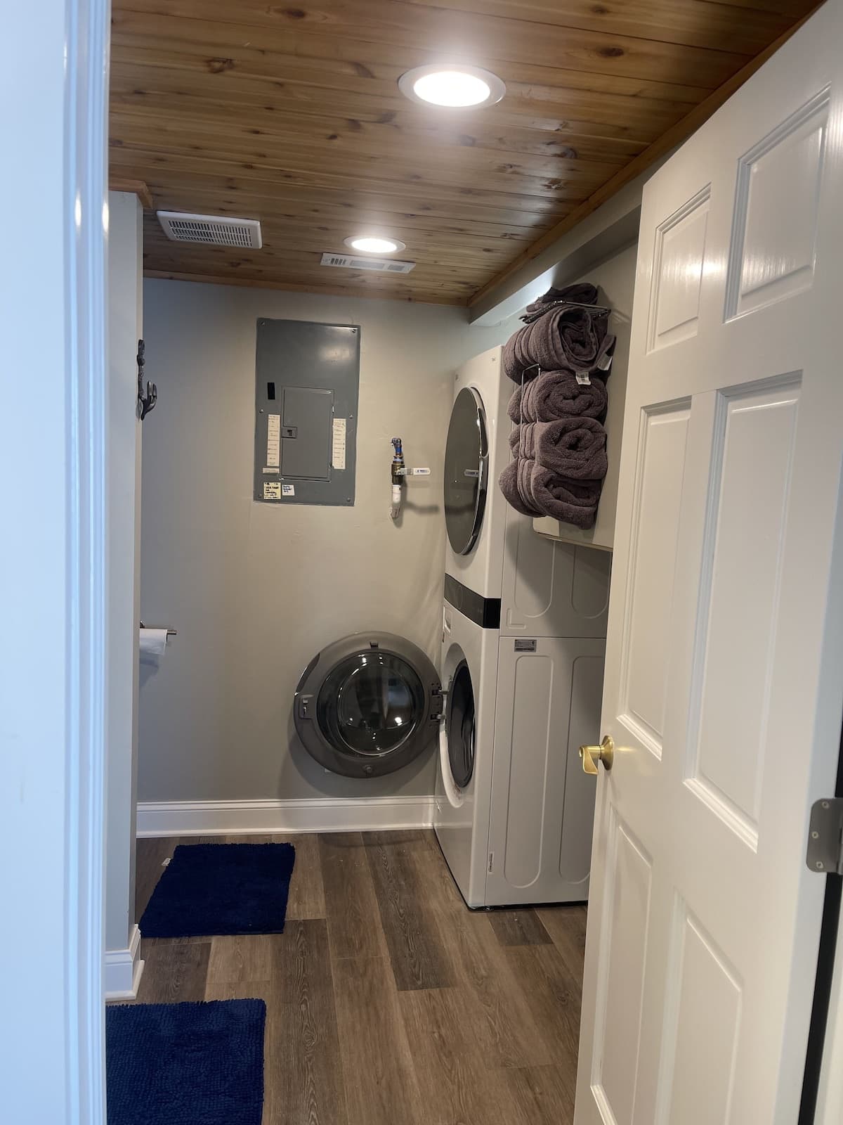 master bathroom and laundry area