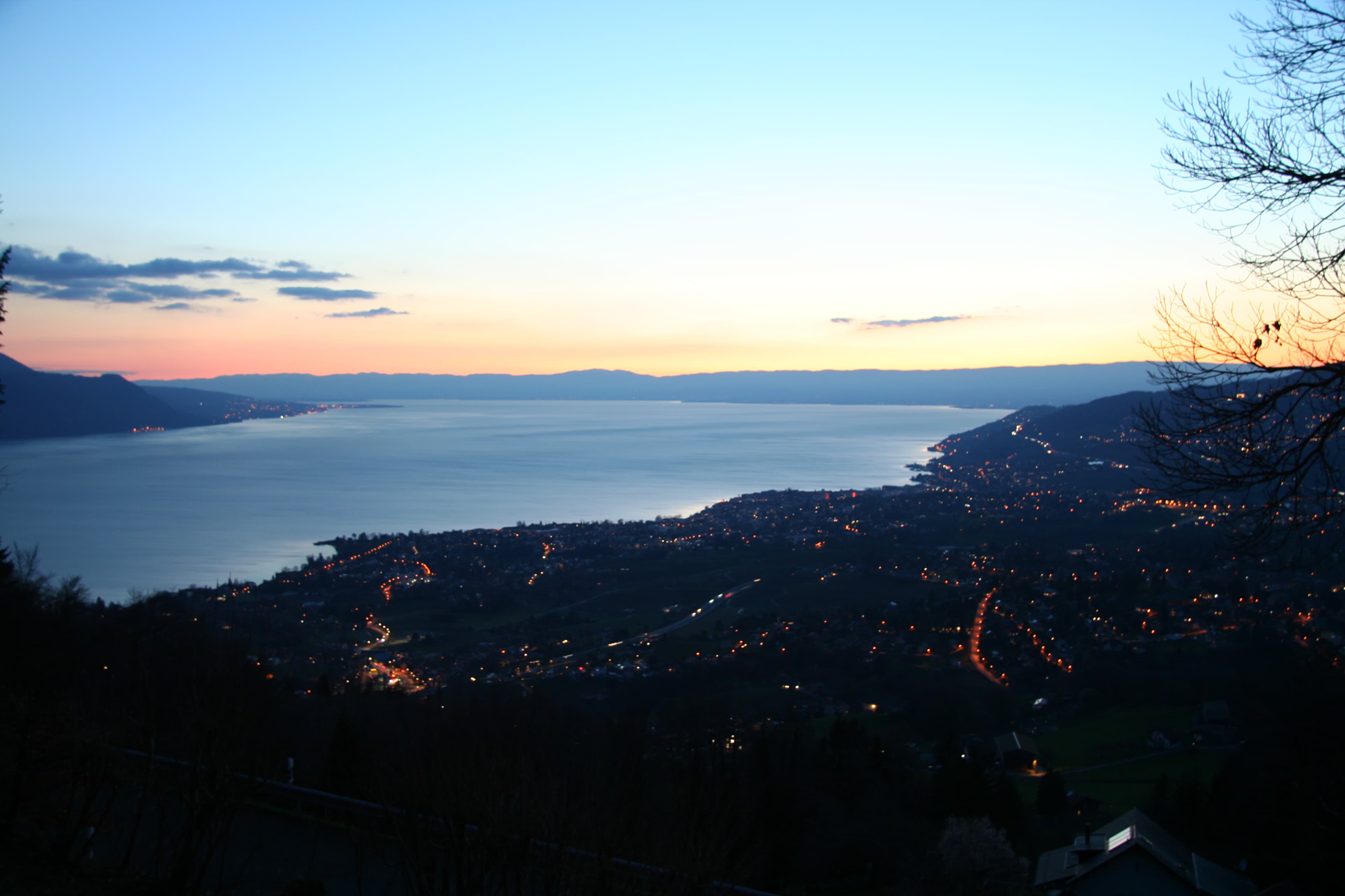 View of Lake Geneva and Montreux la Riviera