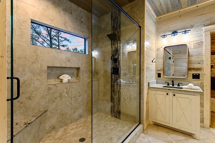 Large tiled walk-in shower