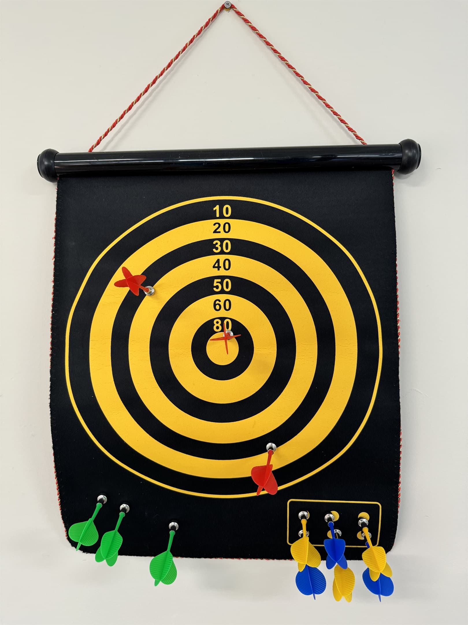 Magnetic dart board in game room/garage