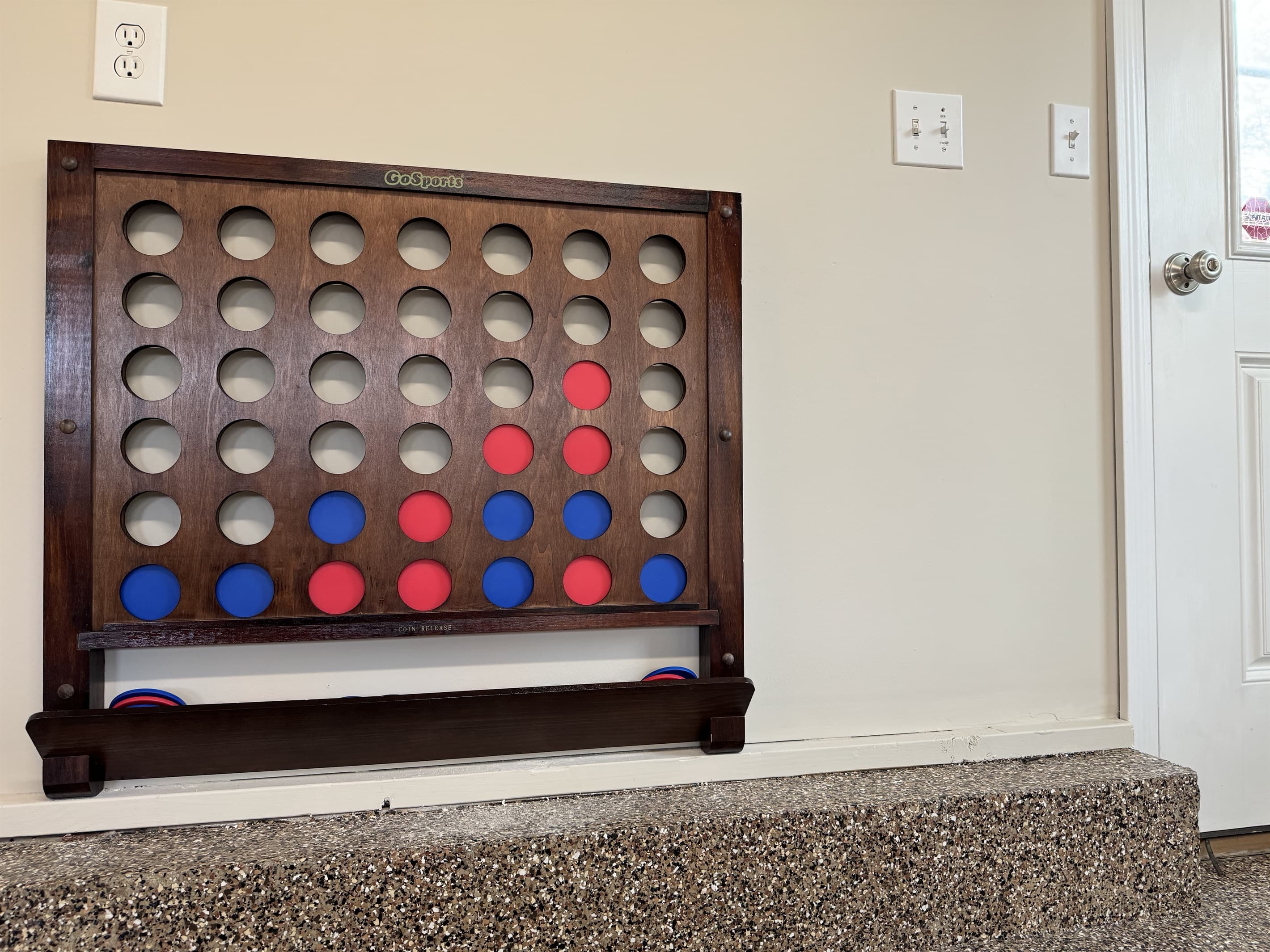 Giant Connect 4 in game room/garage