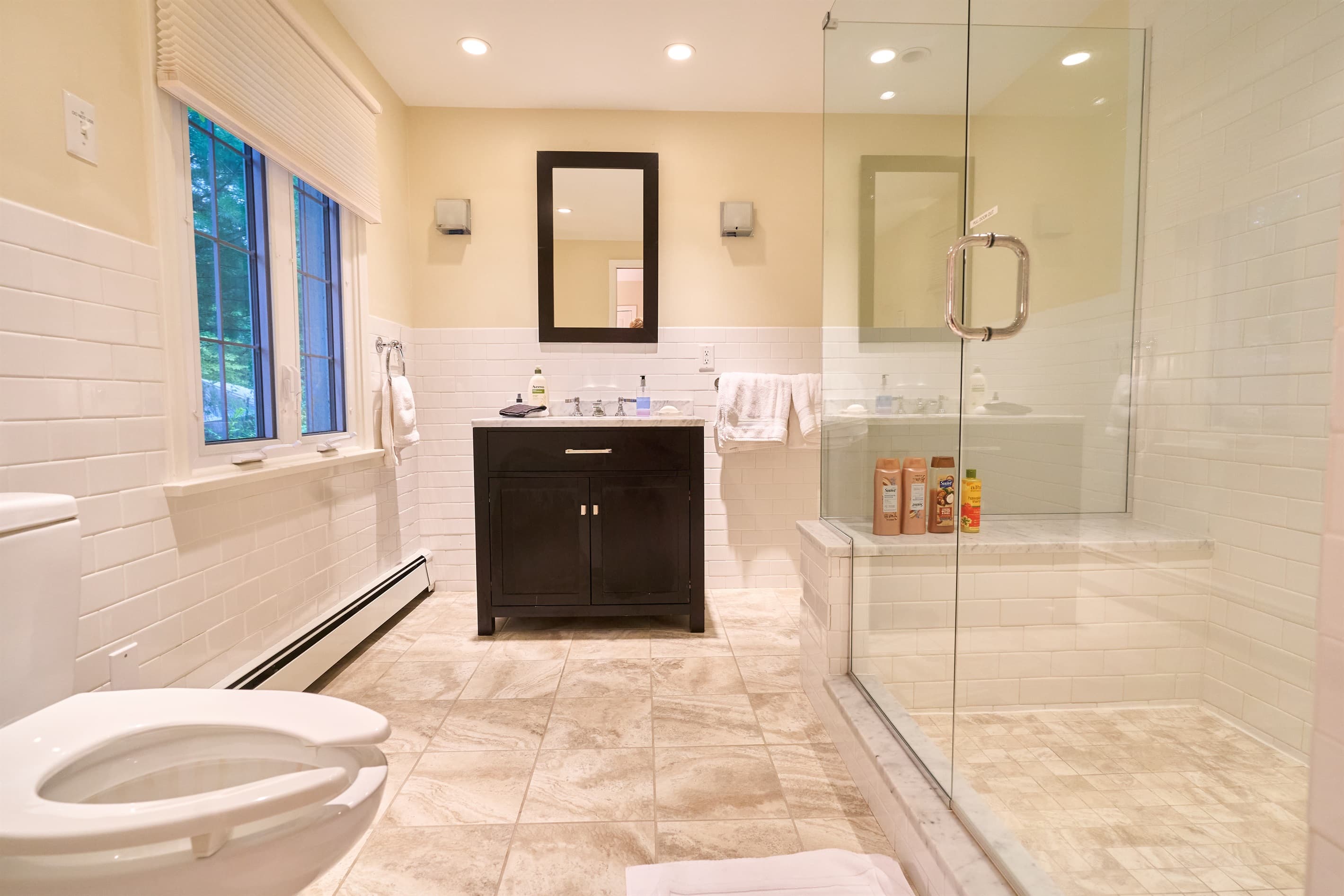 en suite bathroom, entry from master bedroom. Huge shower.