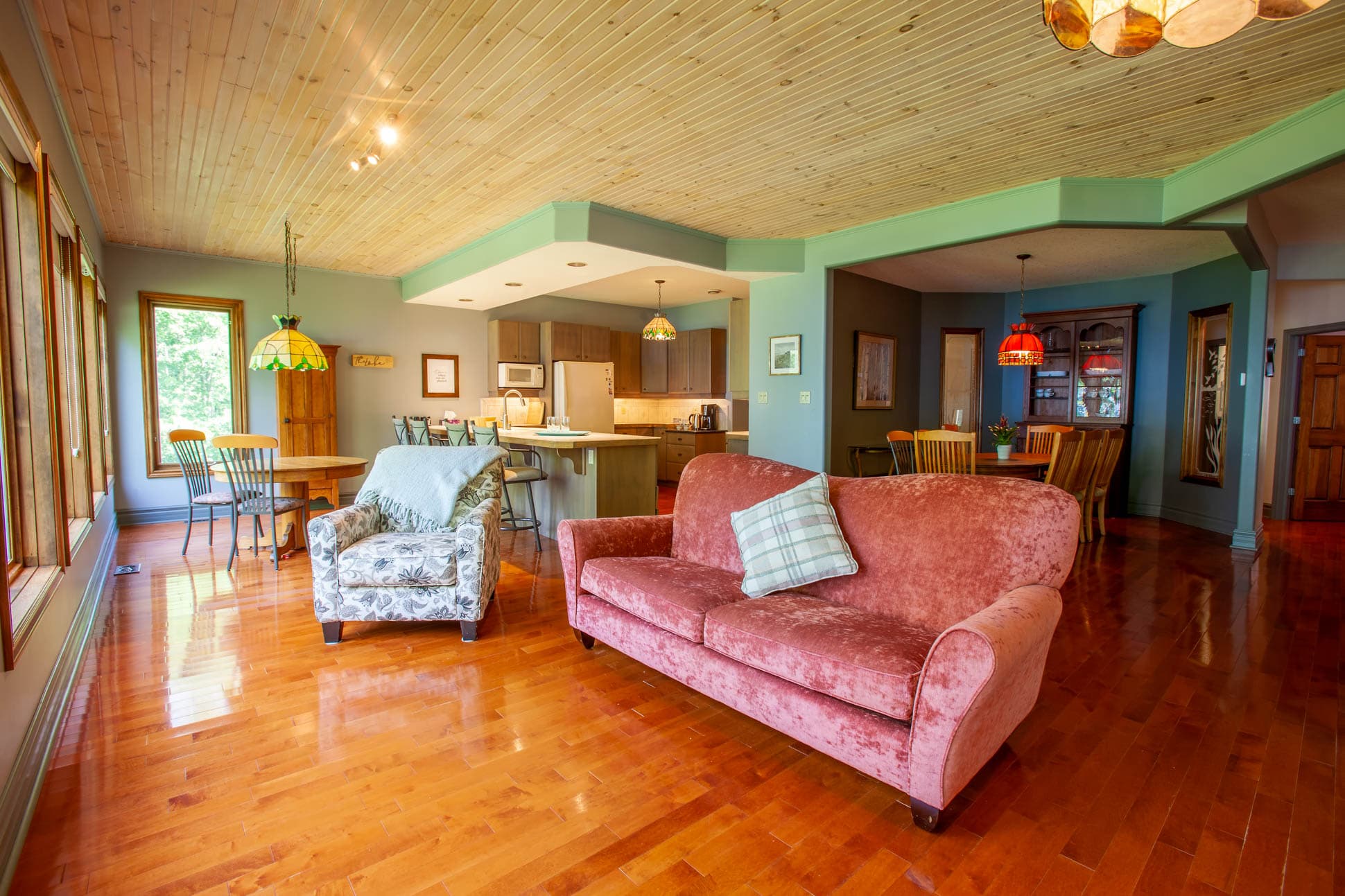 Spacious living area with view of the lake
