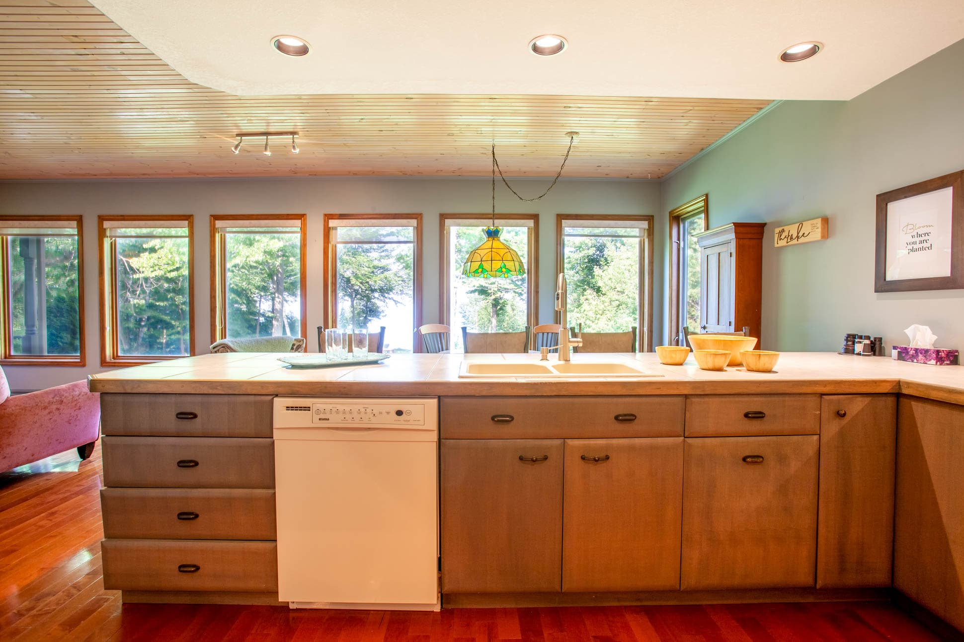 Large kitchen area with plenty of counter space and appliances