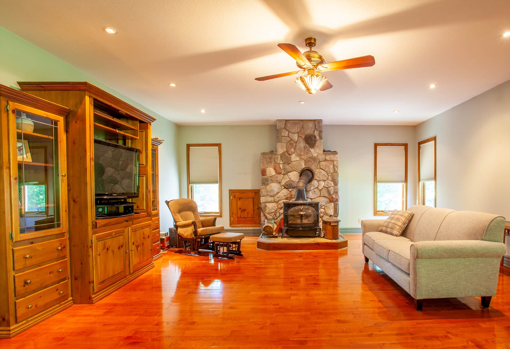 Upstairs living area with large screen TV