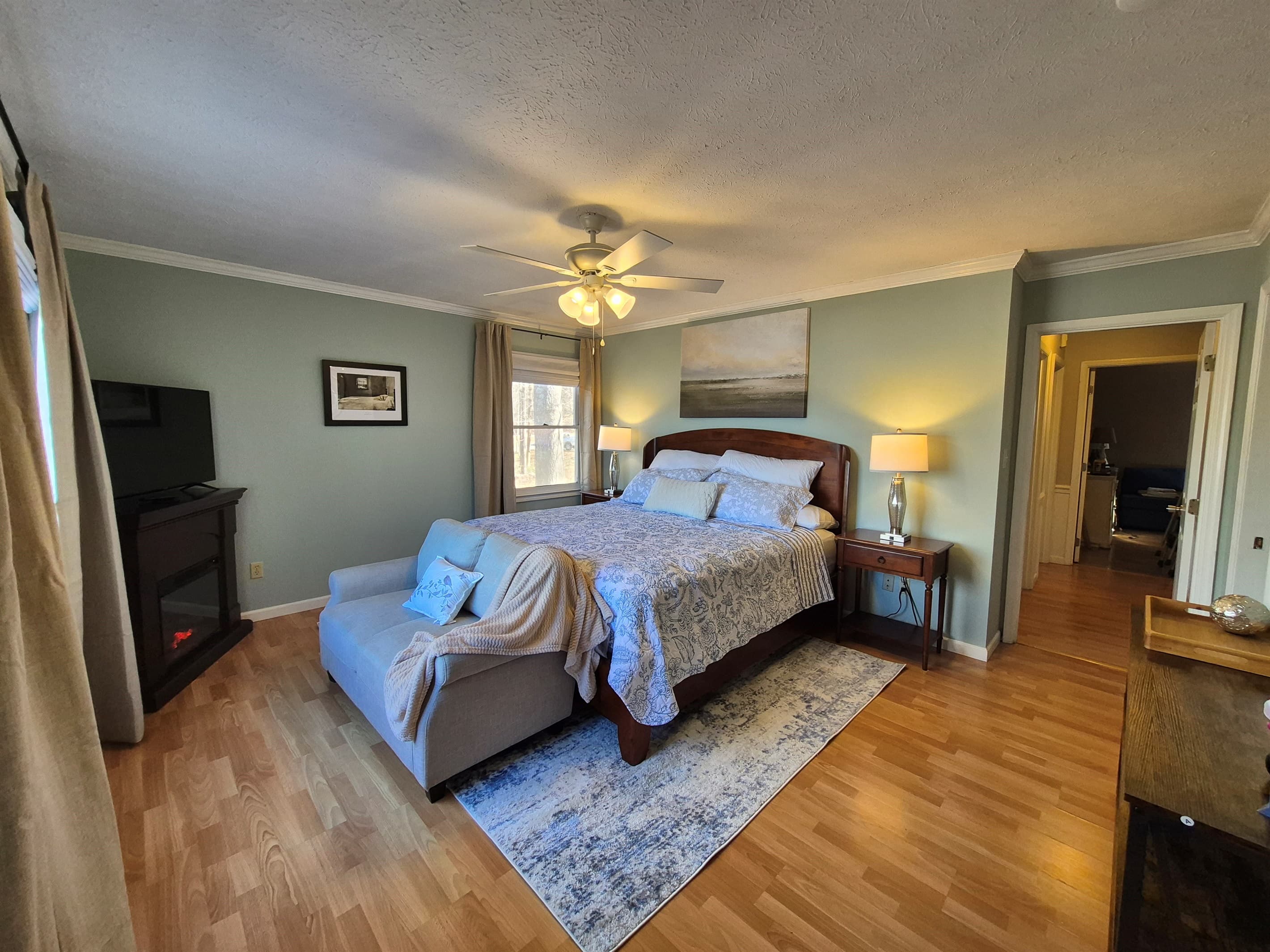 Primary bedroom with king bed