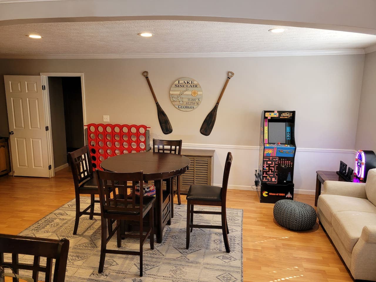 Game area with bar height table
