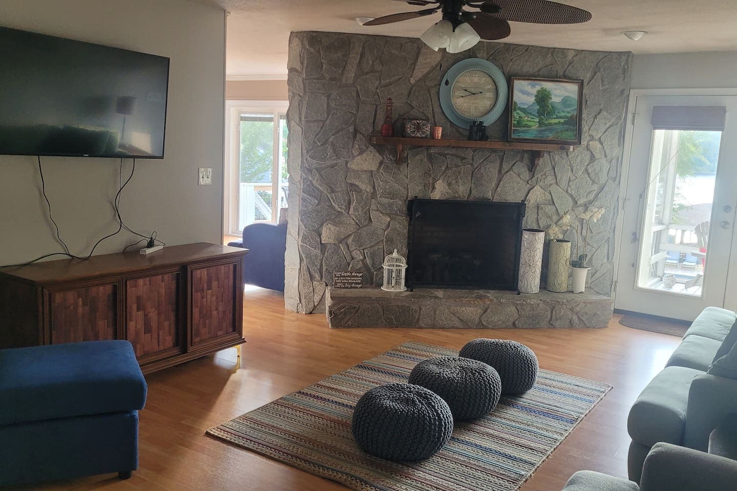 Family room with electric fireplace